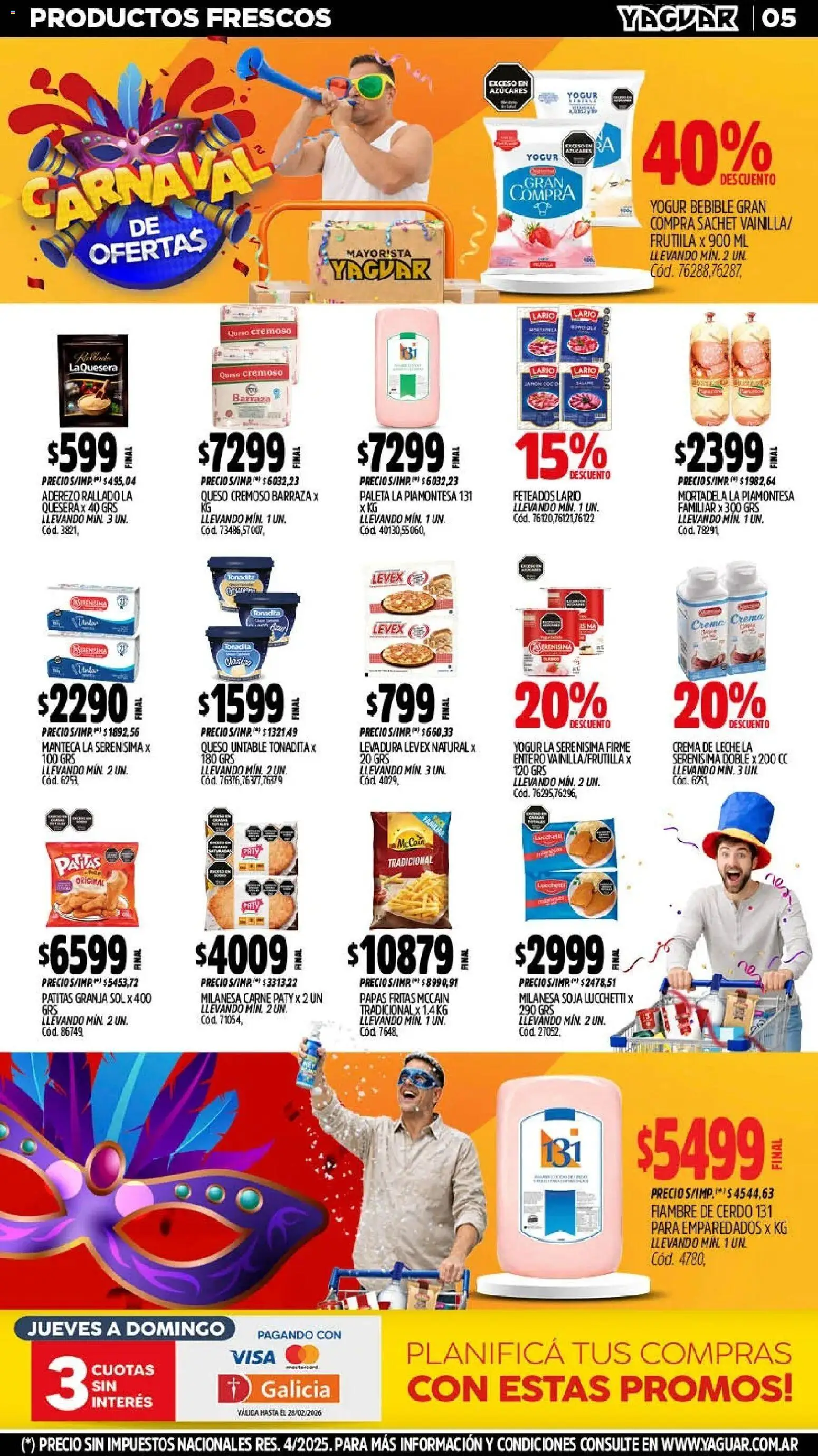 Yaguar - Oferta Semanal Trelew │ válido desde el 09.02.2026 | Página: 5 | Productos: Milanesa, Leche, Manteca, Cerdo