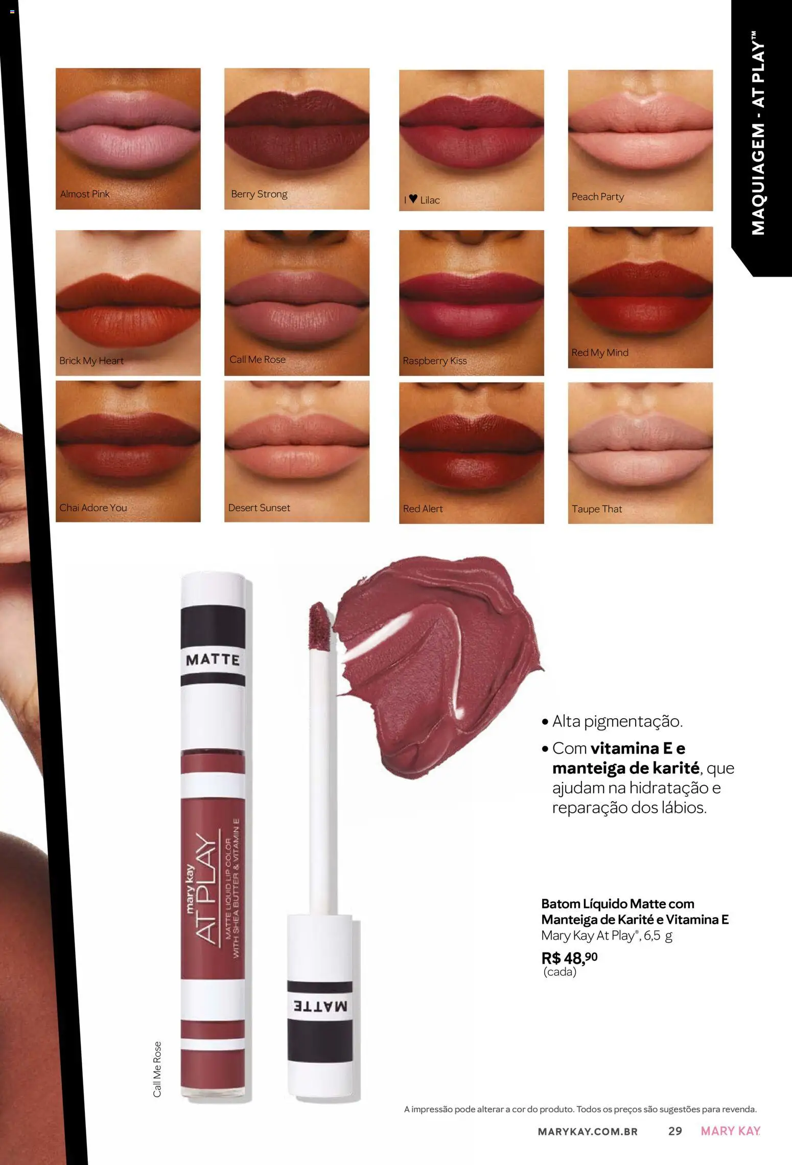 Mary Kay Folheto - válido de 01.01.2026 | Página: 29 | Produtos: Maquiagem, Batom, Manteiga