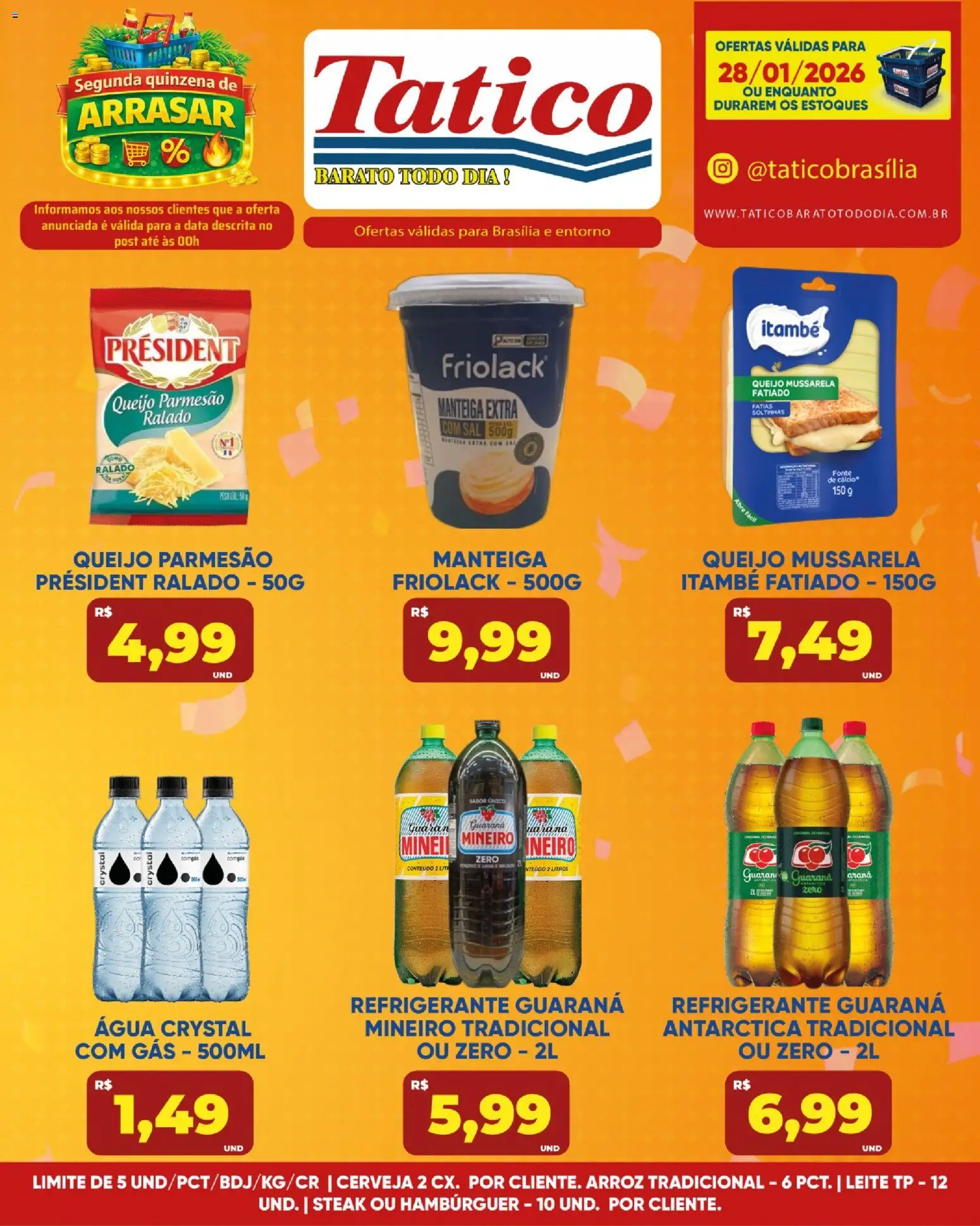 Tatico Folheto - válido de 28.01.2026 | Página: 7 | Produtos: Leite, Arroz, Queijo parmesão, Refrigerante
