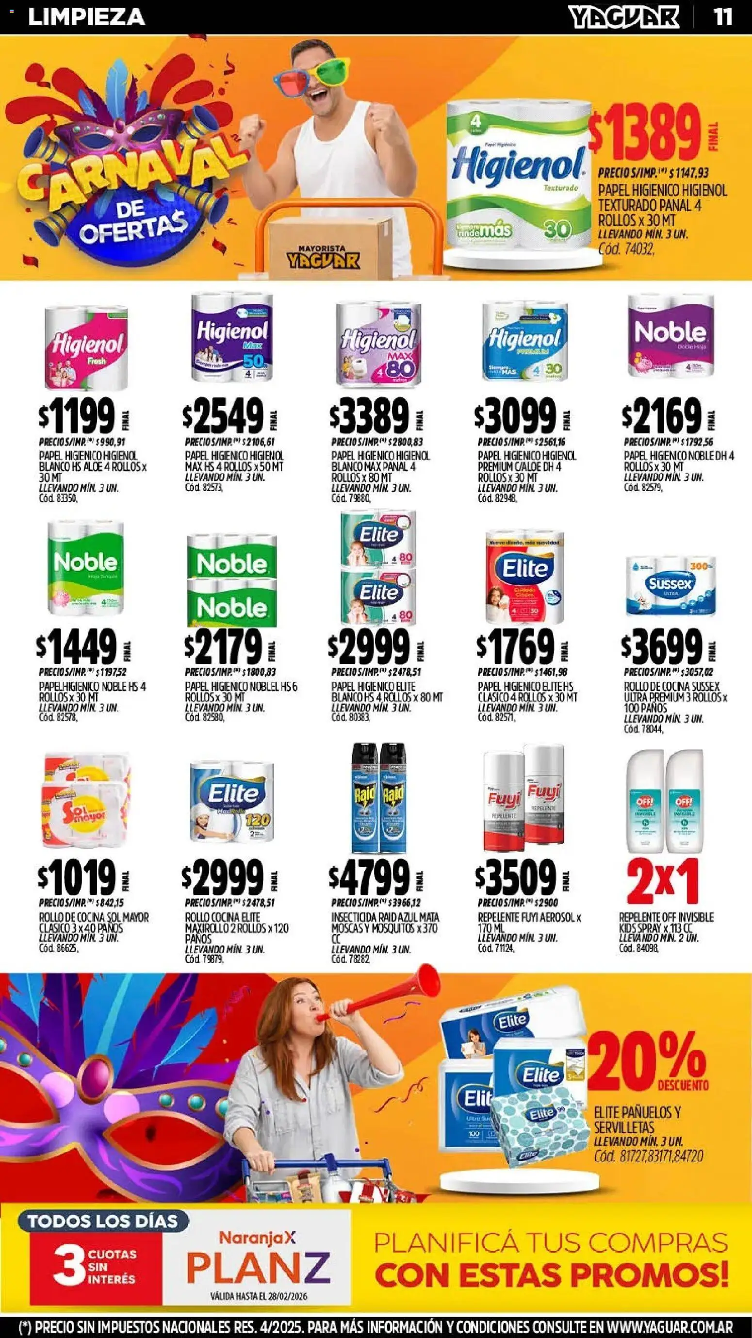 Yaguar - Oferta Semanal Chaco │ válido desde el 16.02.2026 | Página: 10 | Productos: Papel higiénico, Cocina, Servilletas, Huevo
