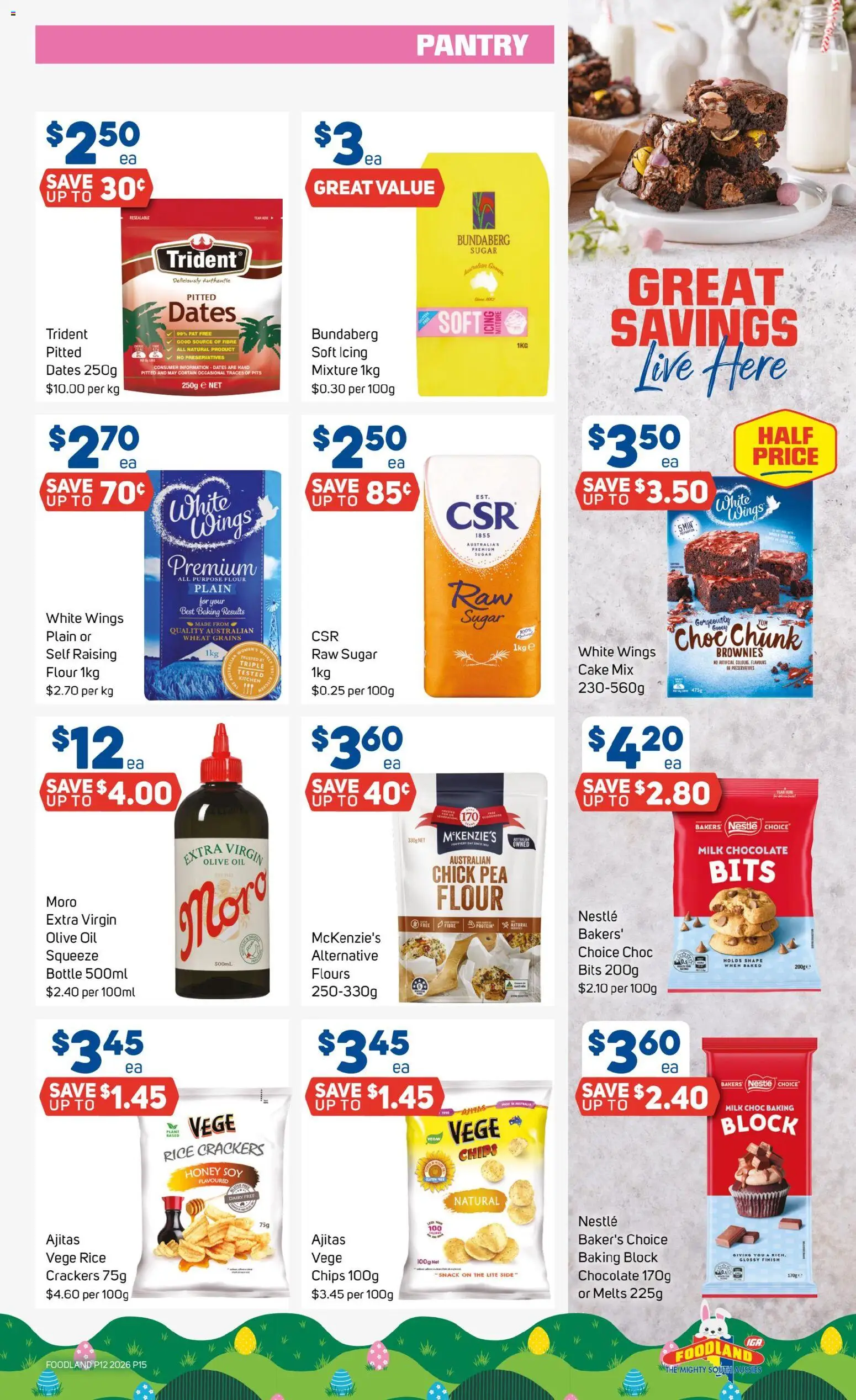 Foodland catalogue - valid from 18.03.2026 | Page: 15 | Products: Crackers, Chocolate, Chips, Olive oil