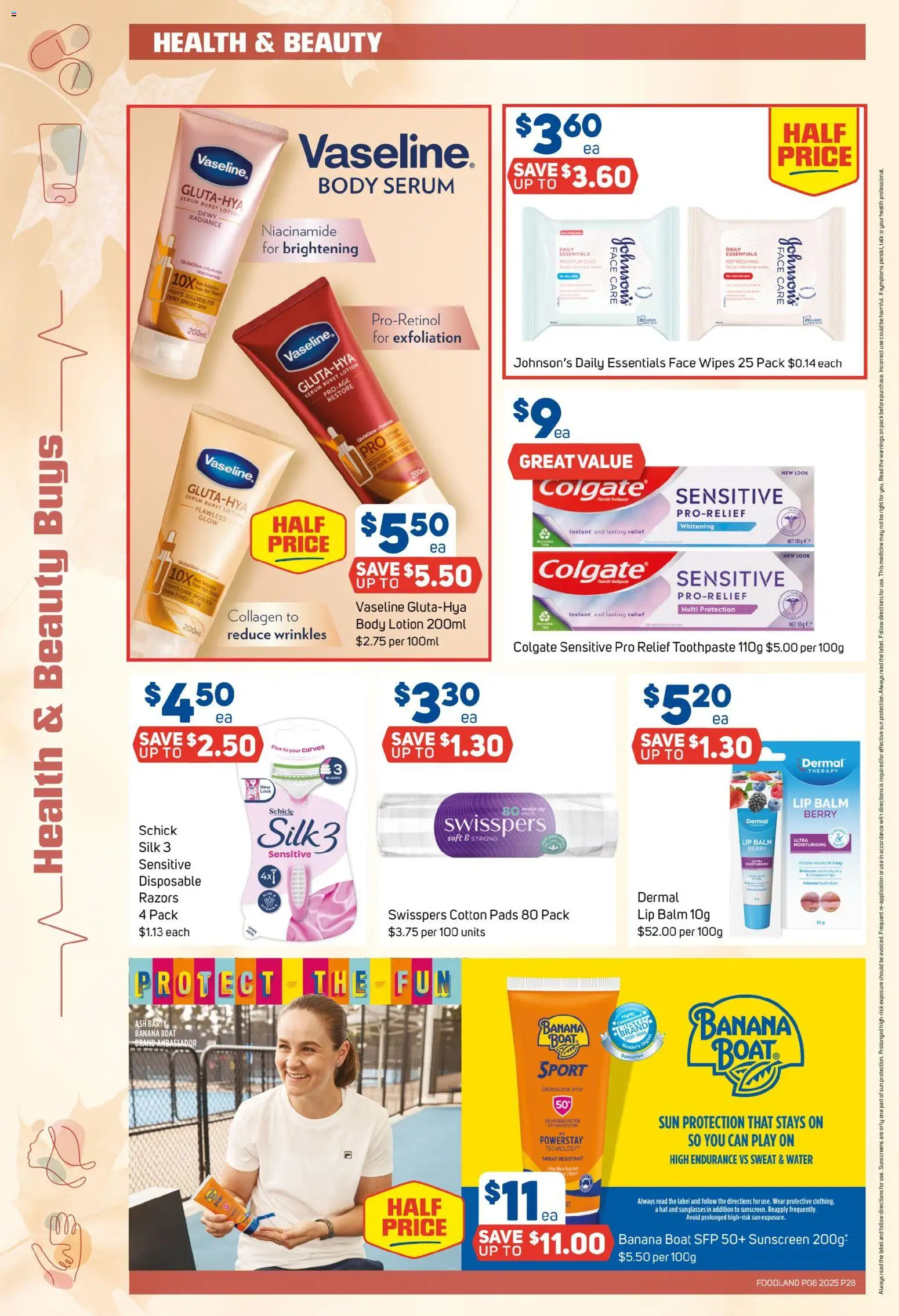 Foodland catalogue - valid from 04.03.2026 | Page: 28 | Products: Toothpaste, Water, Face wipes, Collagen