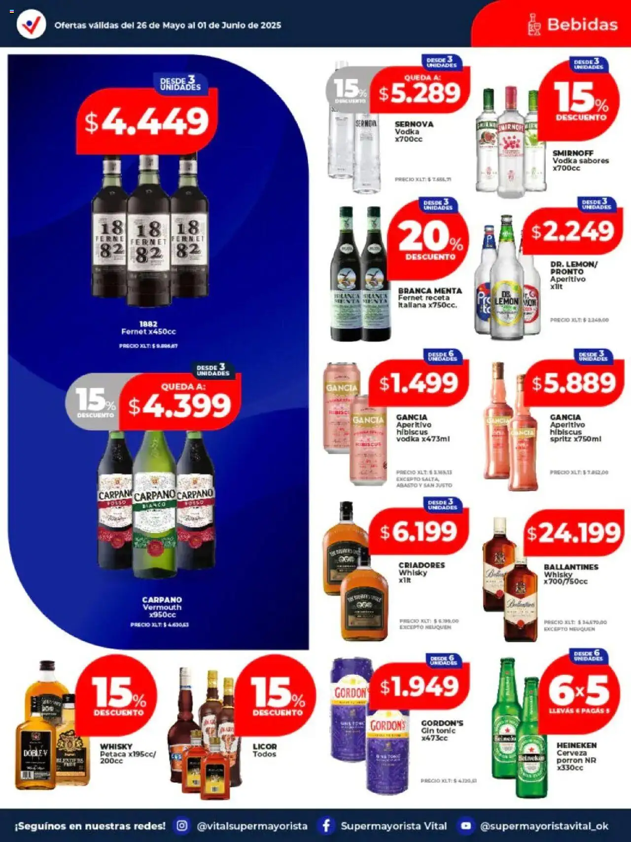 Vital ofertas │ válido desde el 26.05.2025 | Página: 19 | Productos: Whisky, Gin, Fernet, Cerveza