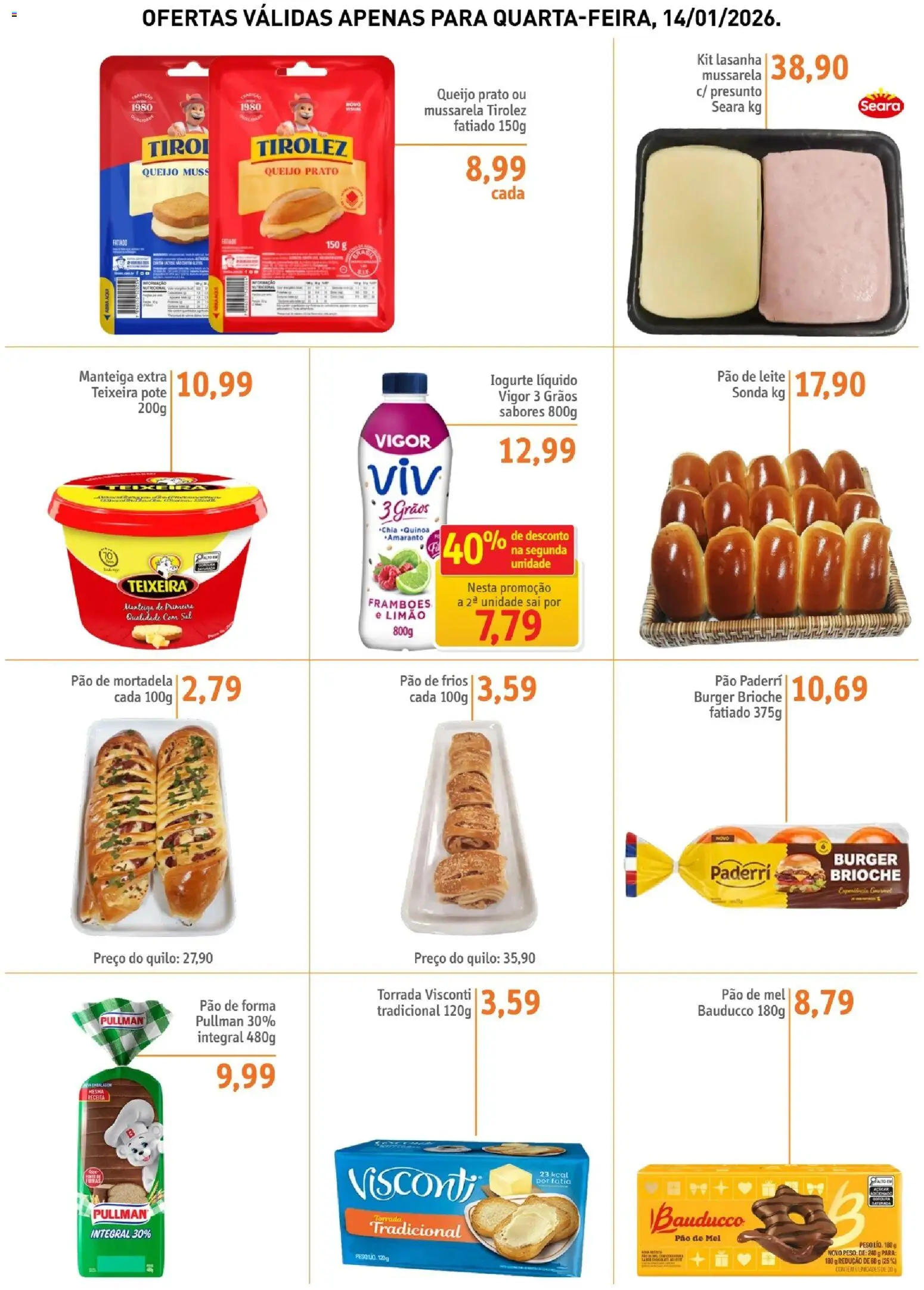 Sonda Folheto - válido de 14.01.2026 | Página: 2 | Produtos: Queijo, Mel, Pão de forma, Sal