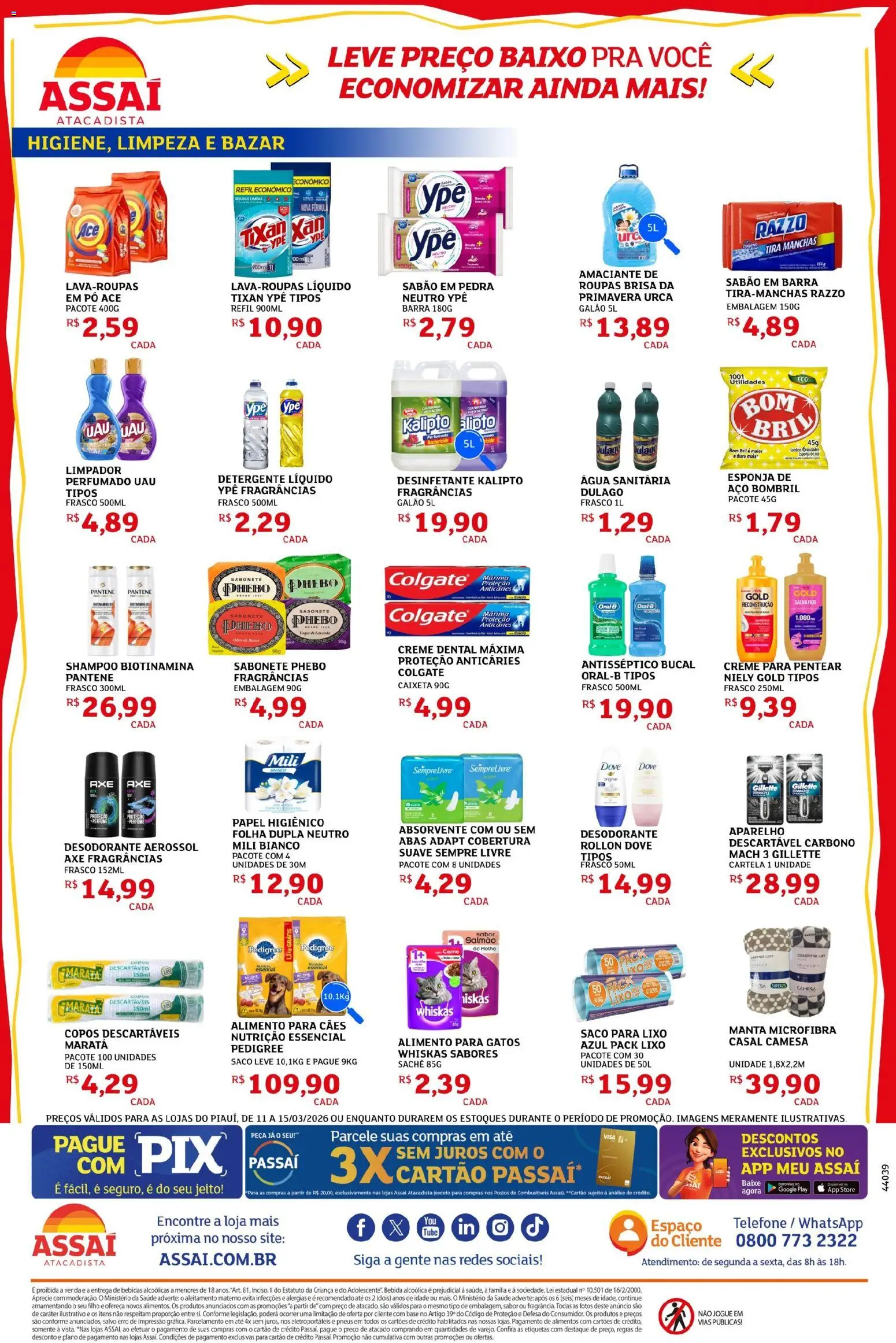 Assaí Atacadista Folheto - válido de 12.03.2026 | Página: 4 | Produtos: Copos descartáveis, Base, Creme para pentear, Telefone