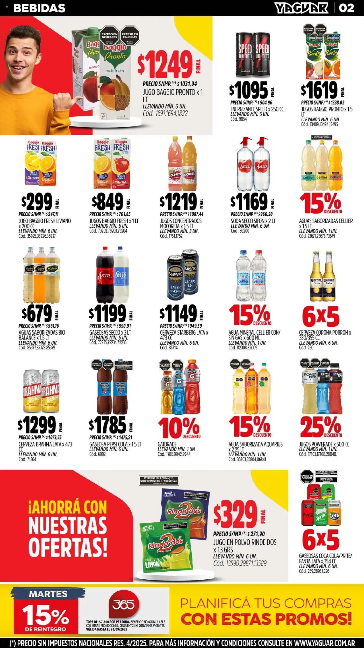 Yaguar - San Juan │ válido desde el 15.09.2025 | Página: 3 | Productos: Gaseosa, Limón, Jugo, Cerveza