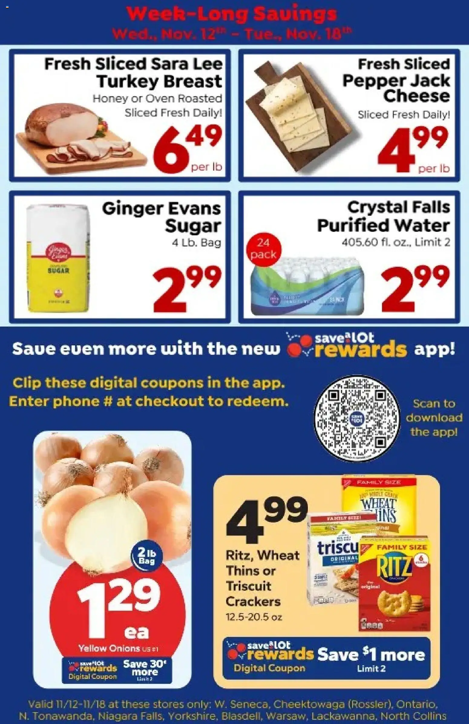 Save a Lot Ad - valid from 12.11.2025 | Page: 1 | Products: Cheese, Sugar, Pepper, Phone
