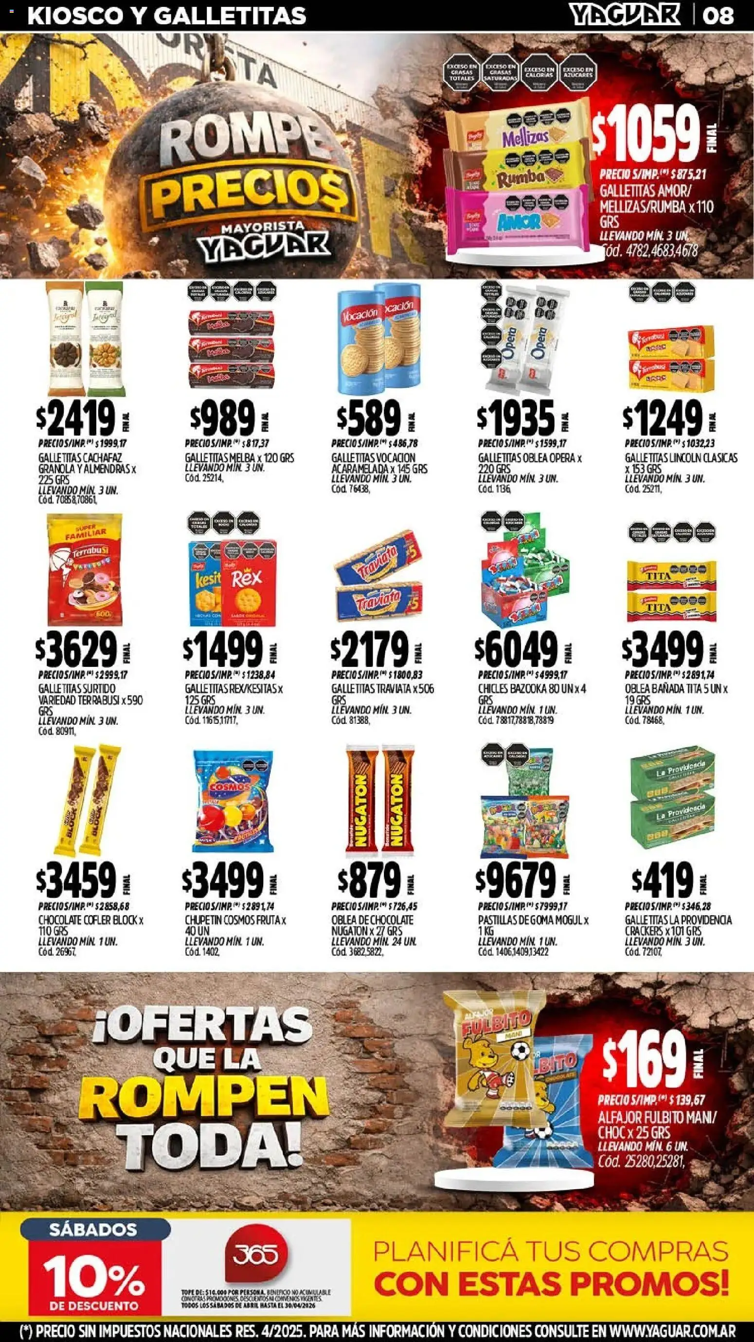 Yaguar - Oferta Semanal Chaco │ válido desde el 13.04.2026 | Página: 8 | Productos: Galletitas, Mani, Chocolate, Alfajor
