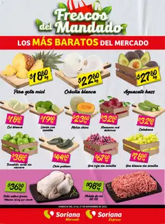 Vista previa de Soriana - Frescos del Mandado Mercado: Ags, Nay, Jal, Qro, Col, Mich, Gto, Hgo, Tlax, Mor, Pue, Gro, Oax, Edo. de Mex, CDMX, Zac y, nuevo folleto de la tienda, válido en México a partir del 26.11.2025