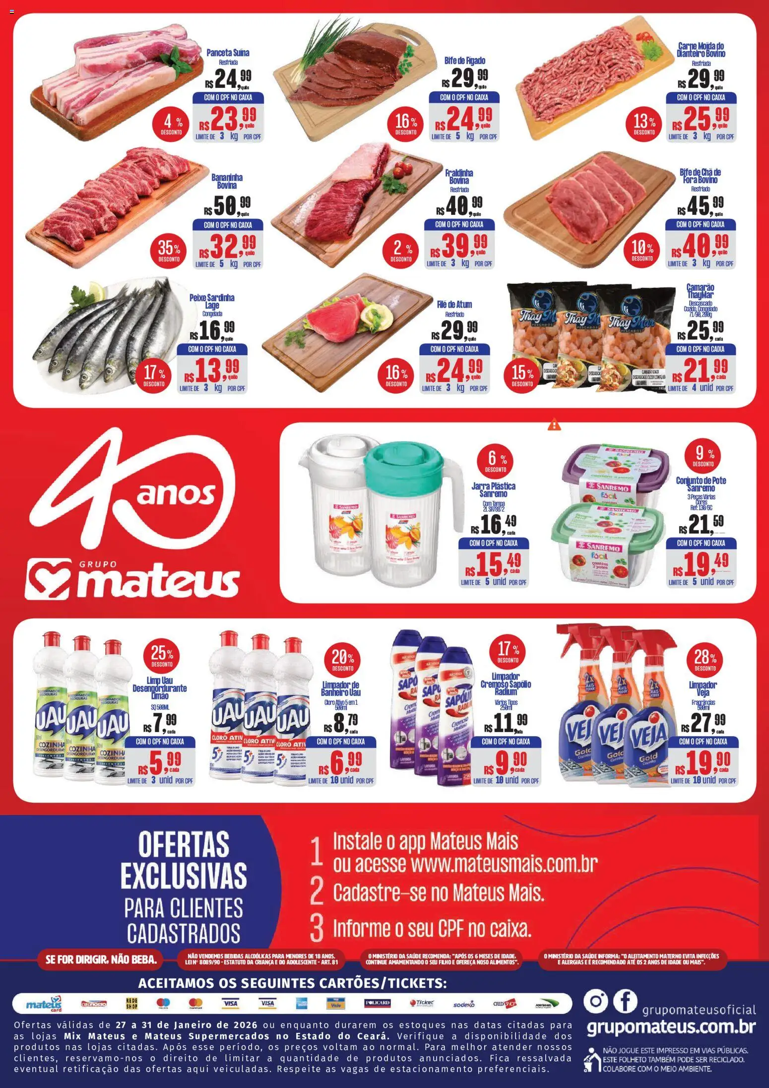 Mateus Folheto - válido de 27.01.2026 | Página: 2 | Produtos: Desengordurante, Carne, Sardinha, Carne moída