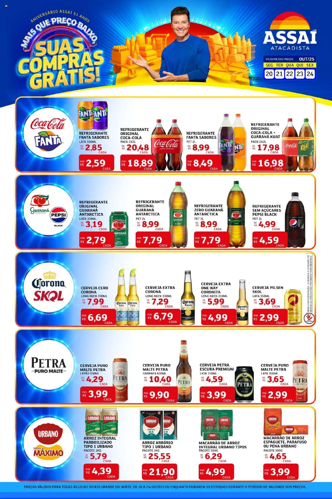 Assaí Atacadista Folheto - válido de 20.10.2025 | Página: 1 | Produtos: Cola, Cerveja, Arroz, Refrigerante
