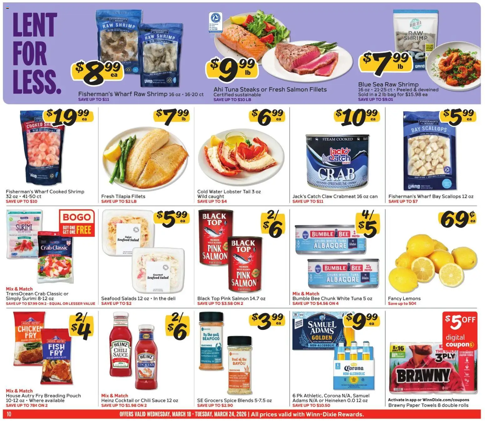 Winn Dixie Weekly Ad - valid from 18.03.2026 | Page: 10 | Products: Fish, Salad, Water, Sauce