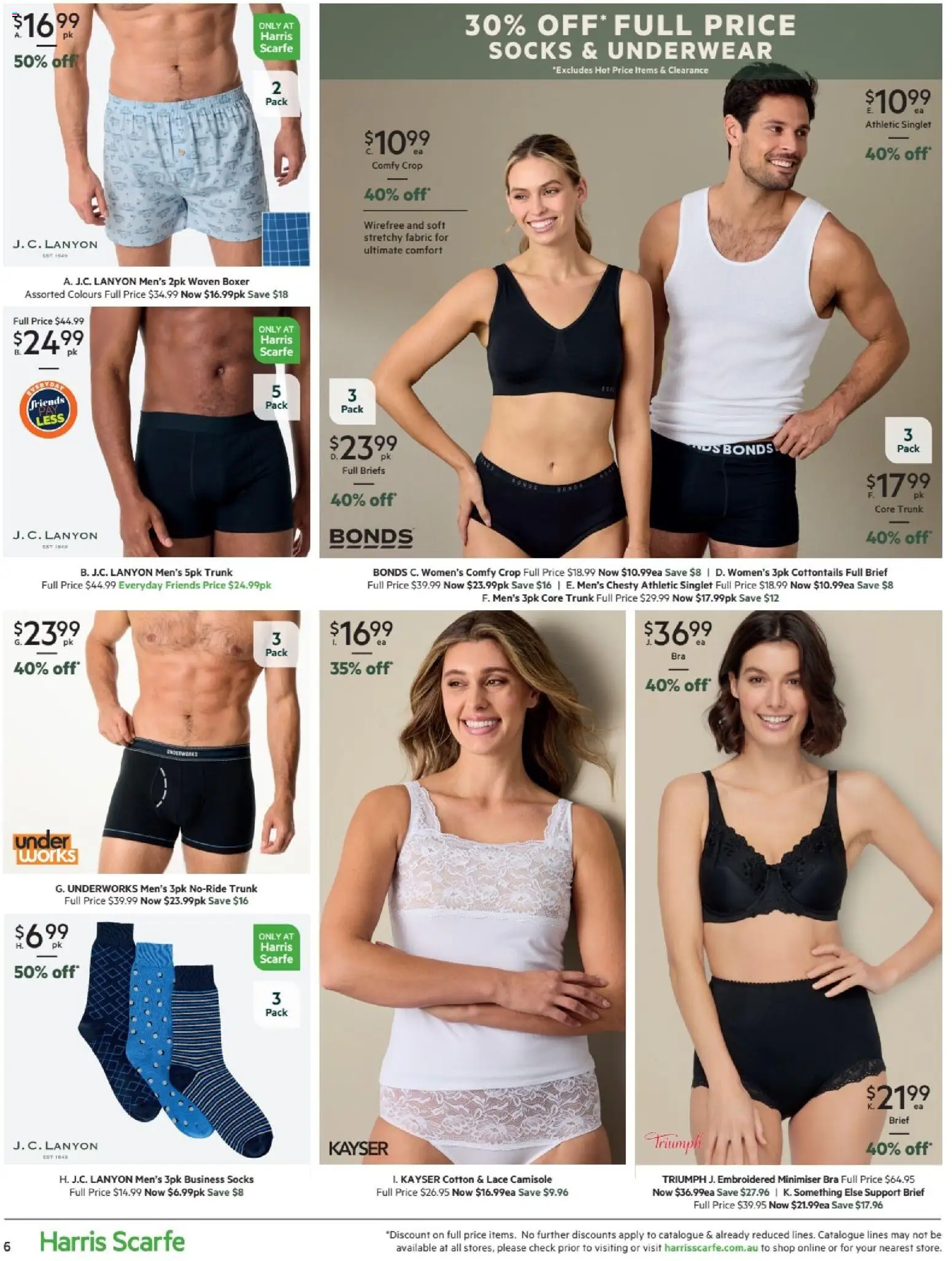 Harris Scarfe catalogue - valid from 27.02.2026 | Page: 6 | Products: Singlet, Underwear, Bra, Socks