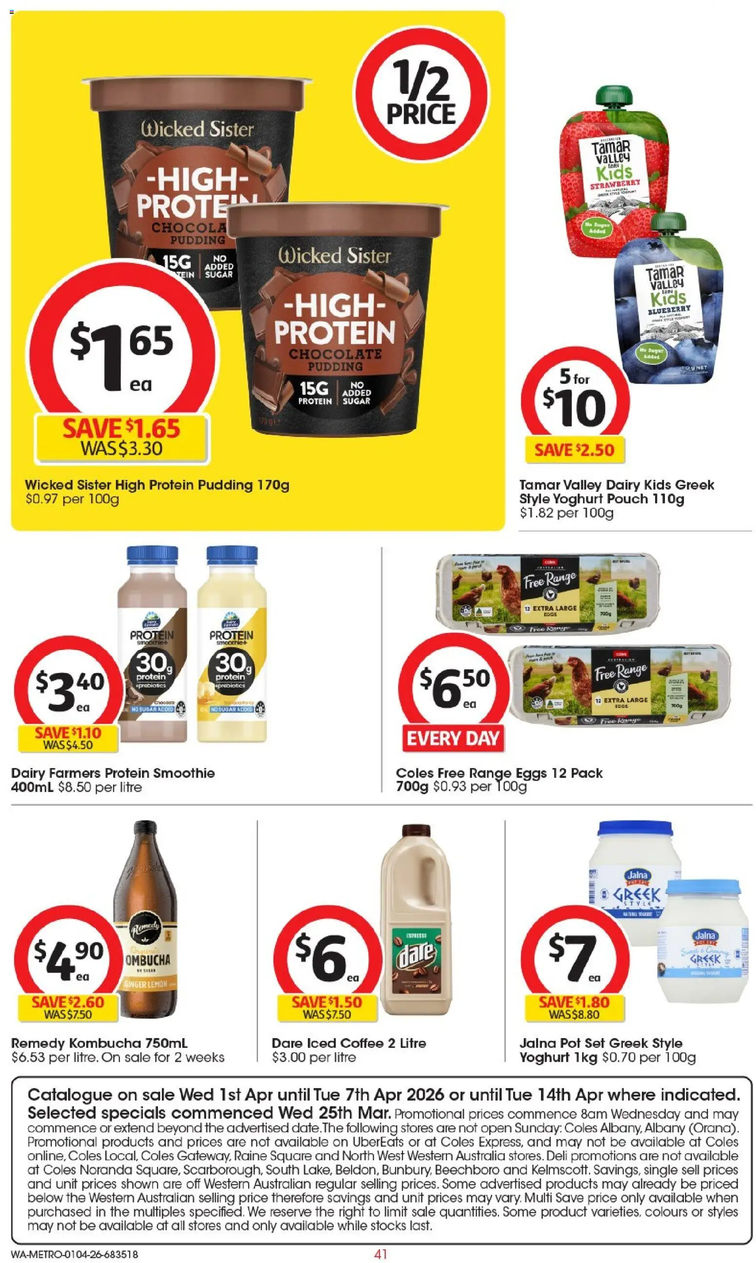 Coles catalogue - valid from 01.04.2026 | Page: 41 | Products: Yoghurt, Eggs, Coffee, Chocolate