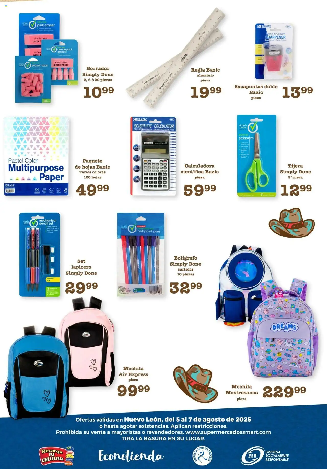 Nuevas ofertas de S-Mart válidas en toda la República Mexicana desde el 05.08.2025. ¡Encuentra las mejores ofertas en S-Mart - Folleto de Feria - Monterrey! | Página: 6 | Productos: Sacapuntas, Mochila, Pastel, Calculadora