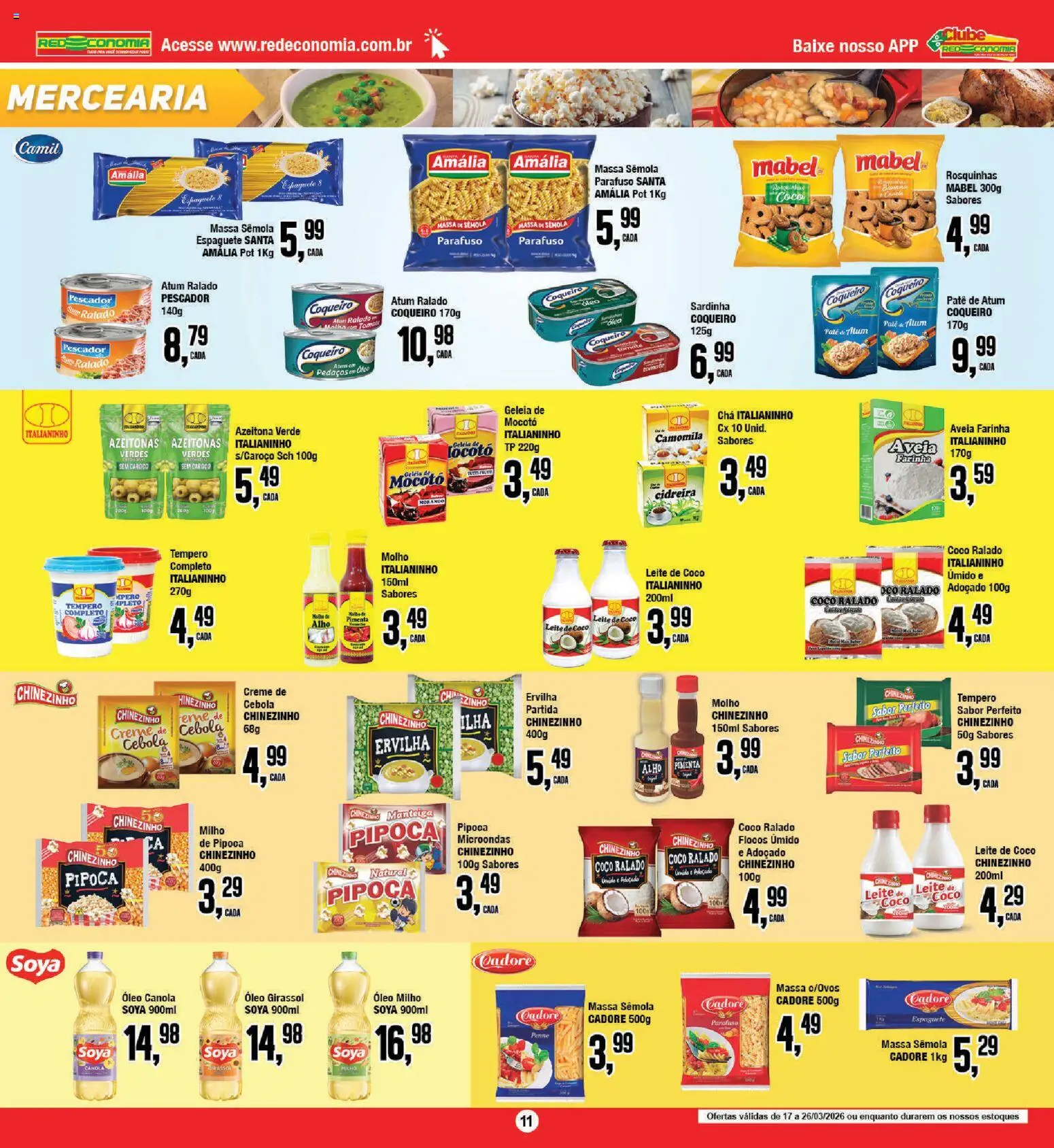 RedEconomia Folheto - válido de 17.03.2026 | Página: 11 | Produtos: Manteiga, Chá, Creme, Pipoca