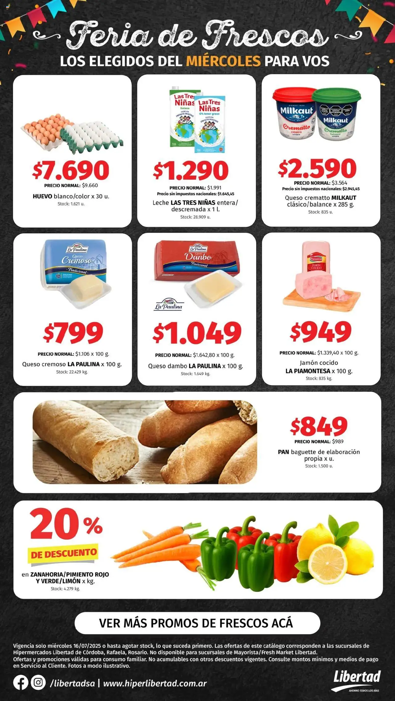 Hipermercado Libertad - Feria de Frescos - CENTRO │ válido desde el 16.07.2025 | Página: 1 | Productos: Jamón cocido, Huevo, Leche, Pan