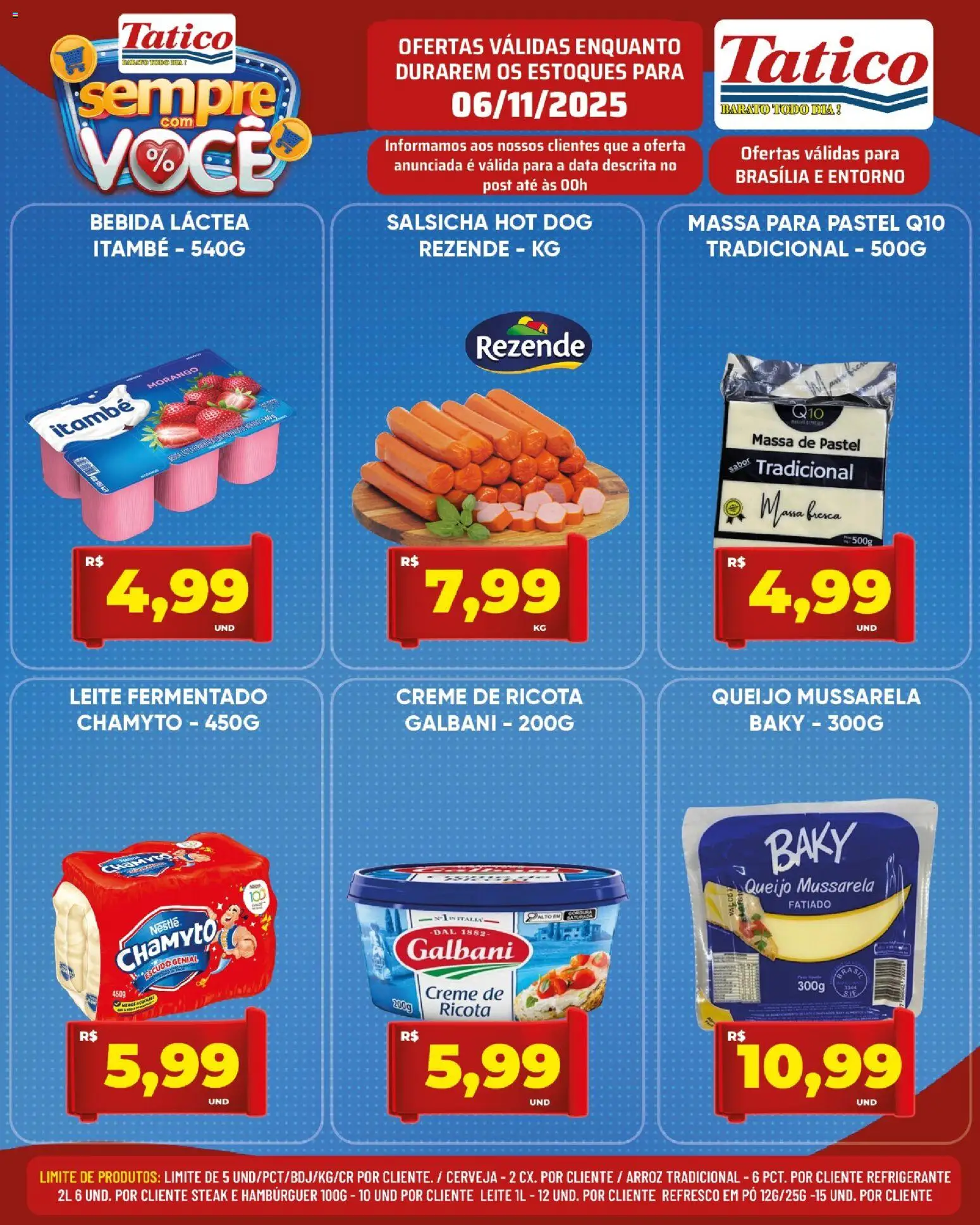 Tatico Folheto - válido de 06.11.2025 | Página: 15 | Produtos: Queijo, Arroz, Hambúrguer, Leite fermentado