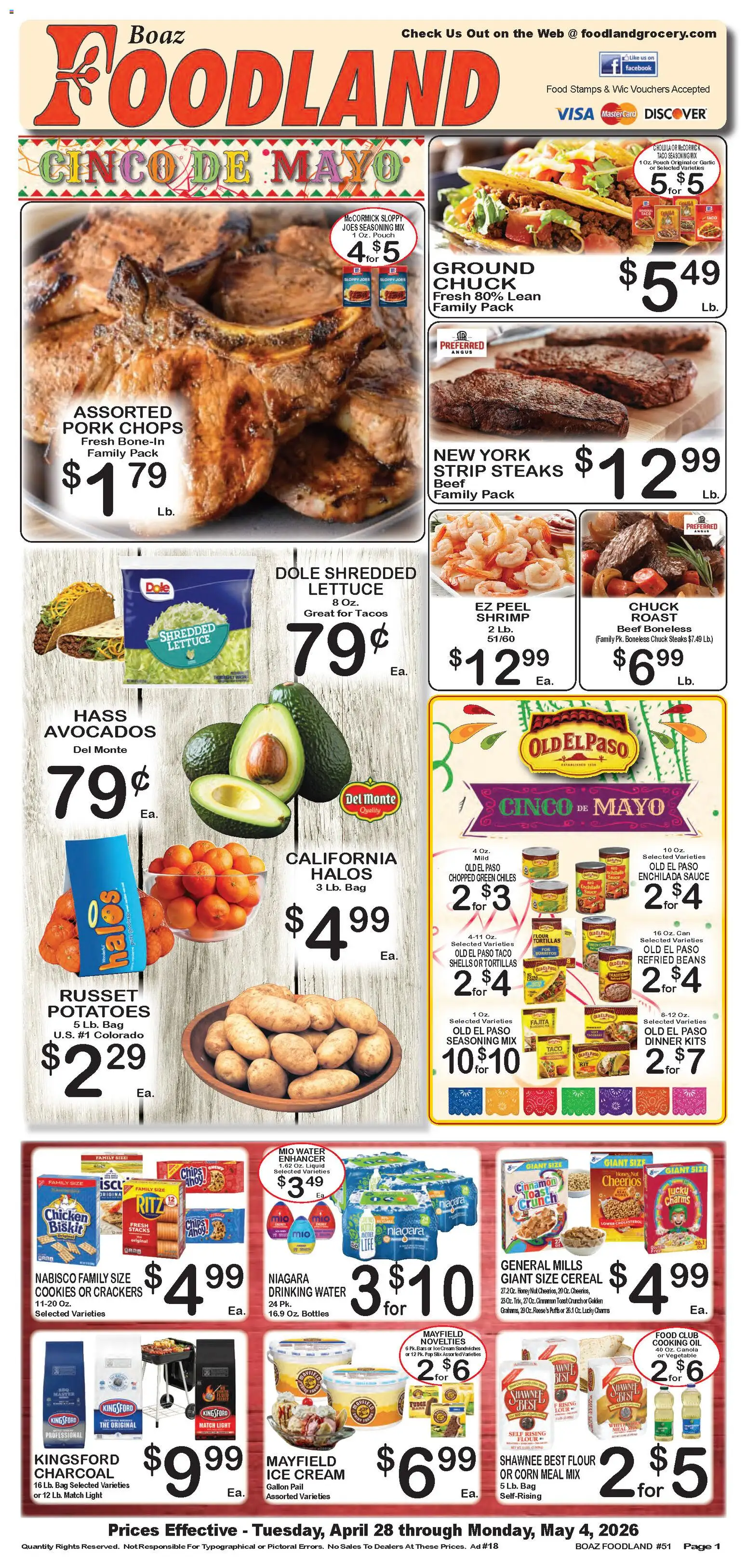 Foodland Weekly Ad - valid from 28.04.2026 | Page: 1 | Products: Lettuce, Water, Garlic, Bag