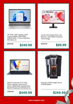 Preview of Staples weekly ads valid from 07.12.2025 | Page: 3 | Products: Coffee, Monitor, SSD, Coffee maker