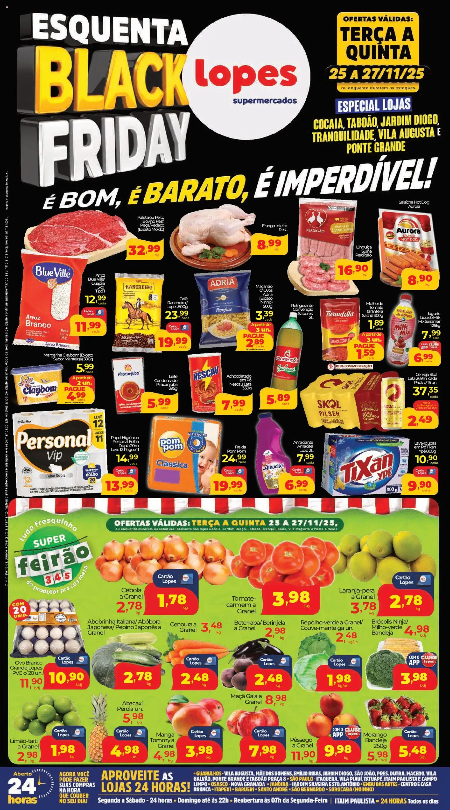 Lopes Supermercados Folheto - válido de 25.11.2025 | Página: 1 | Produtos: Leite, Refrigerante, Papel higiênico, Margarina