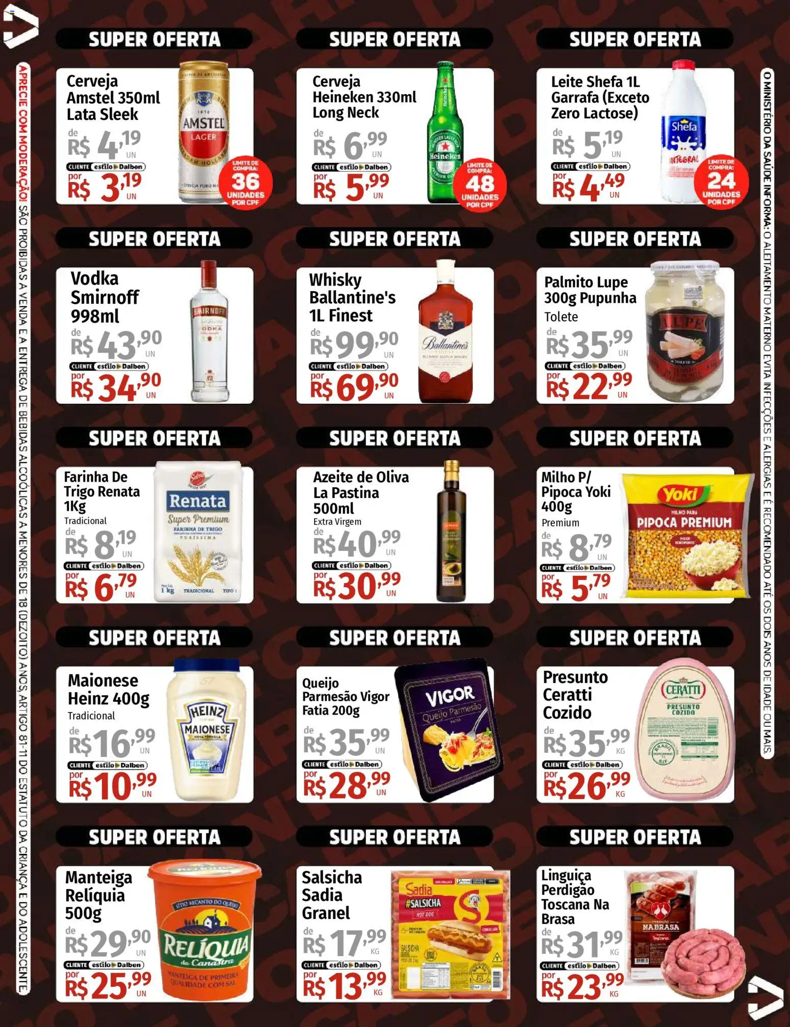 Supermercado Dalben Folheto - válido de 11.03.2026 | Página: 2 | Produtos: Linguiça, Leite, Cerveja, Pipoca