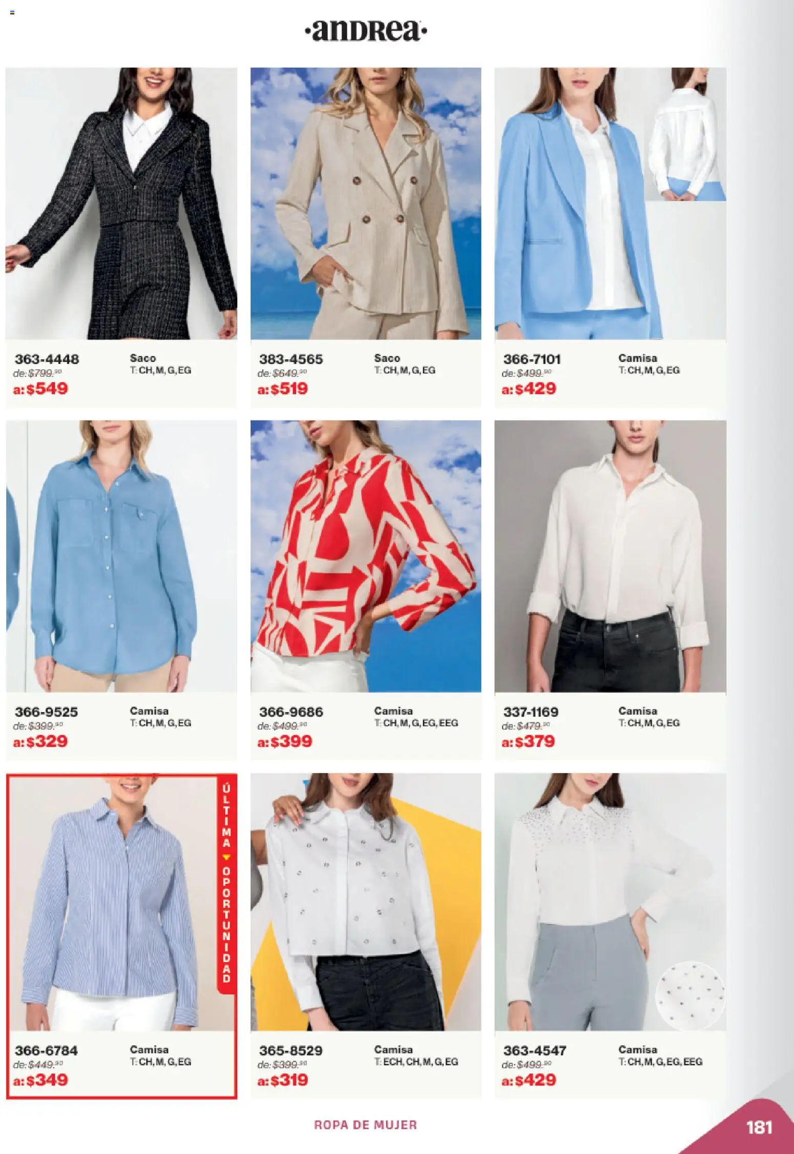Nuevas ofertas de Andrea válidas en toda la República Mexicana desde el 02.11.2025. ¡Encuentra las mejores ofertas en Andrea catálogo Outlet! | Página: 181 | Productos: Camisa, Ropa