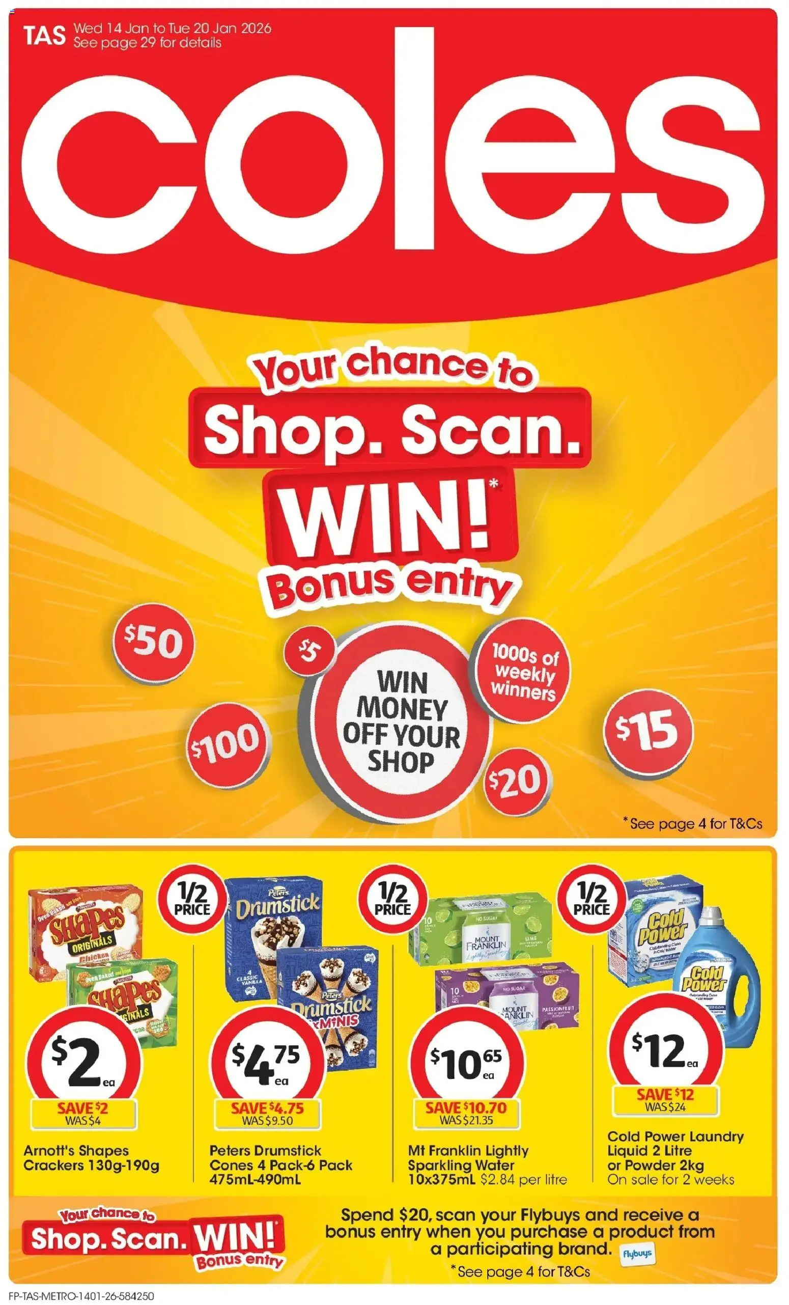 Coles catalogue - valid from 14.01.2026 | Page: 1 | Products: Powder, Water, Sugar, Oven