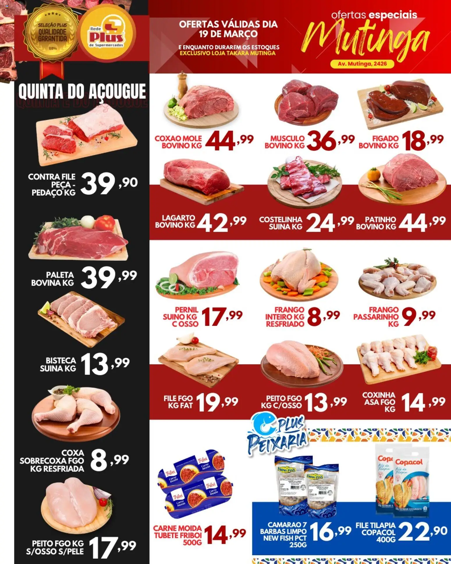 Rede Plus Supermercados Folheto - válido de 19.03.2026 | Página: 2 | Produtos: Pernil, Tilápia, Carne, Carne moída