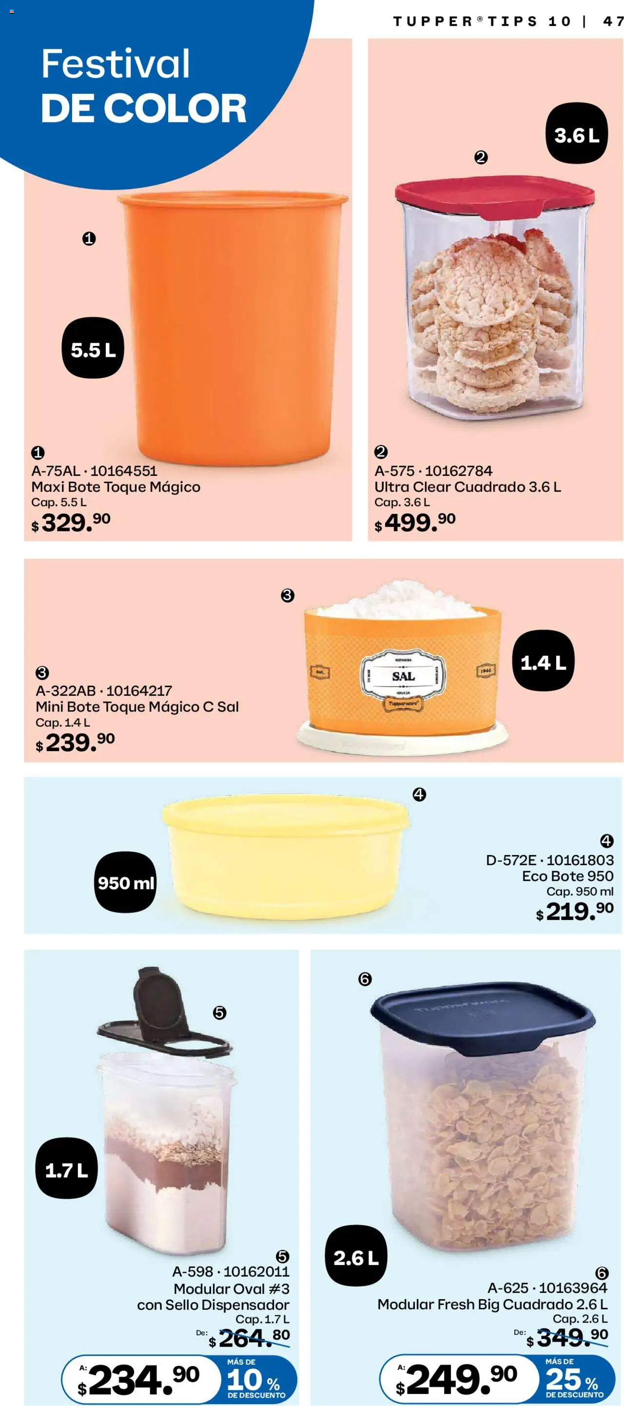 Nuevas ofertas de Tupperware válidas en toda la República Mexicana desde el 08.09.2025. ¡Encuentra las mejores ofertas en Tupperware - Catálogo! | Página: 47 | Productos: Sal, Tupper, Modular