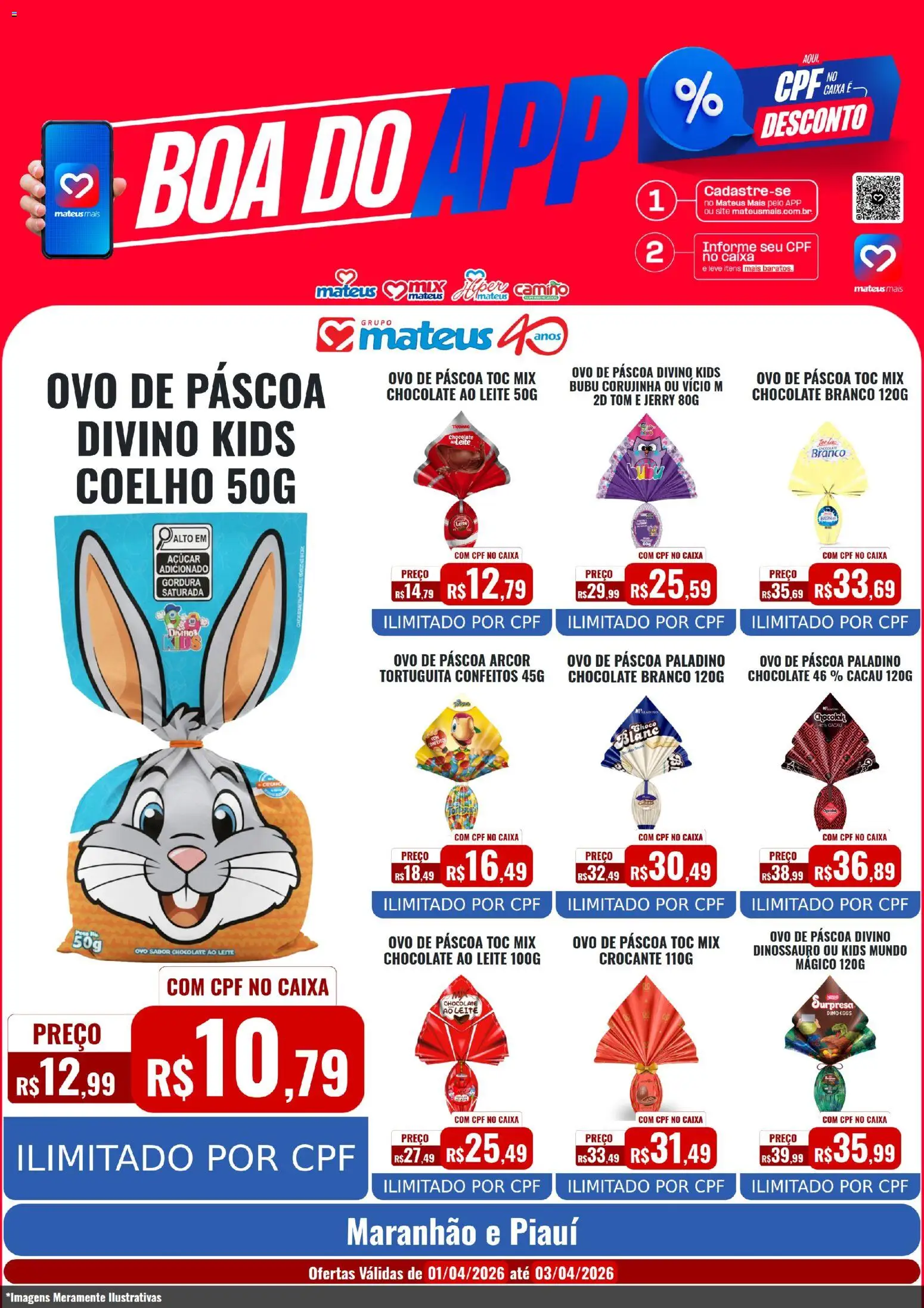 Mateus Folheto - válido de 01.04.2026 | Página: 1 | Produtos: Ovo de páscoa, Leite, Chocolate, Açúcar