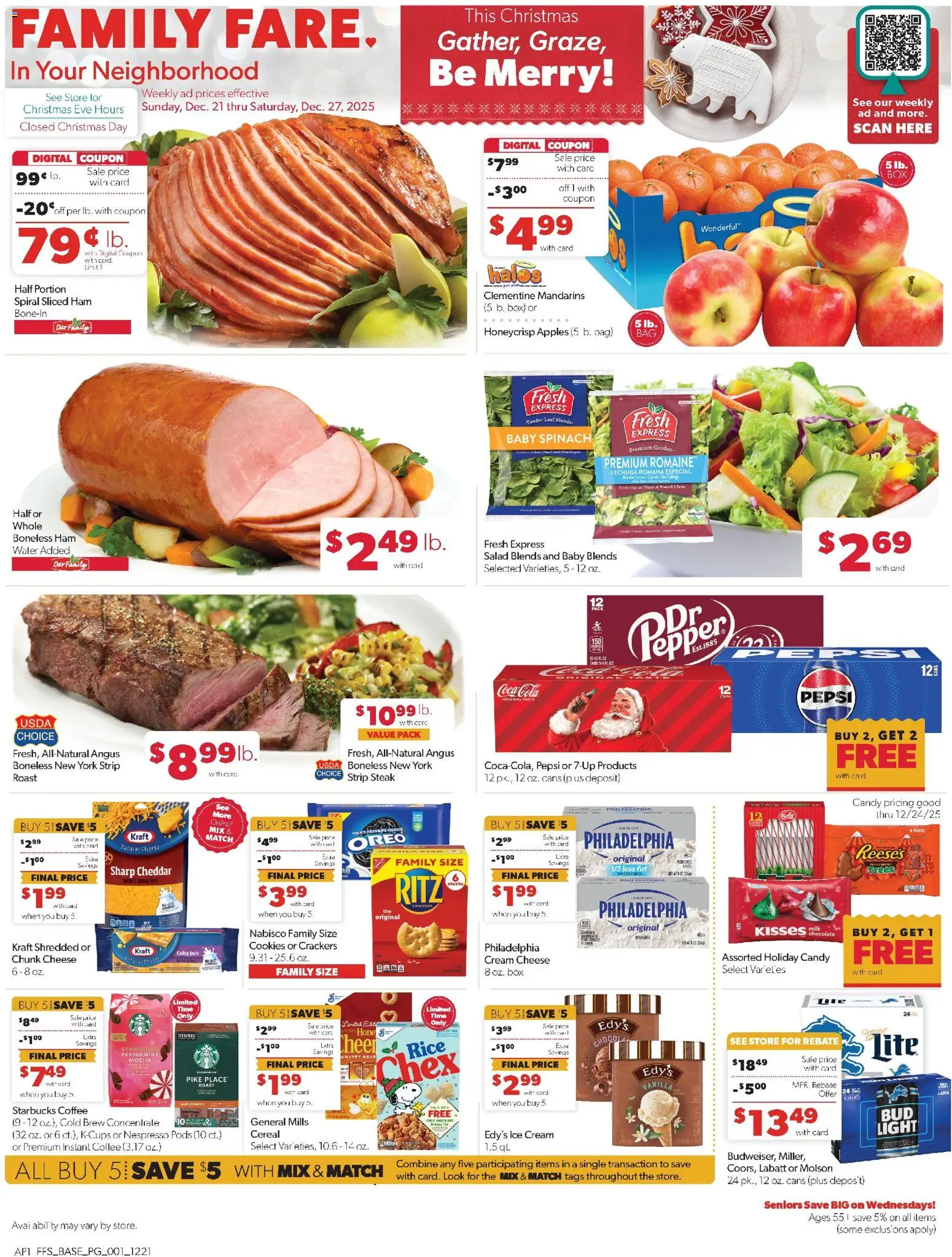 Family Fare Weekly Ad - valid from 21.12.2025 | Page: 1 | Products: Peppermint, Cheese, Cookies, Pepper