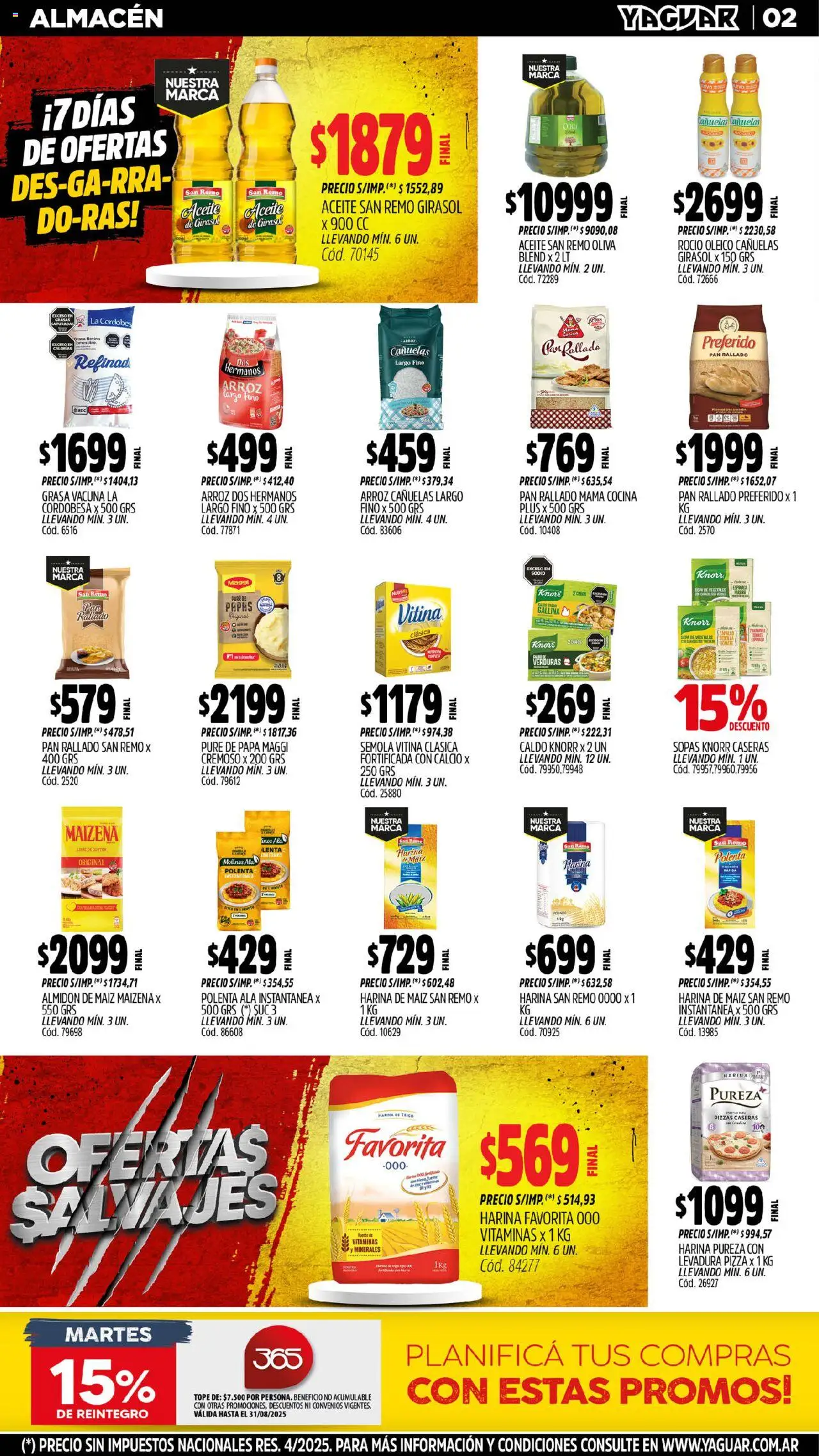 Yaguar - Mar del Plata │ válido desde el 11.08.2025 | Página: 2 | Productos: Cocina, Polenta, Oliva, Espinaca