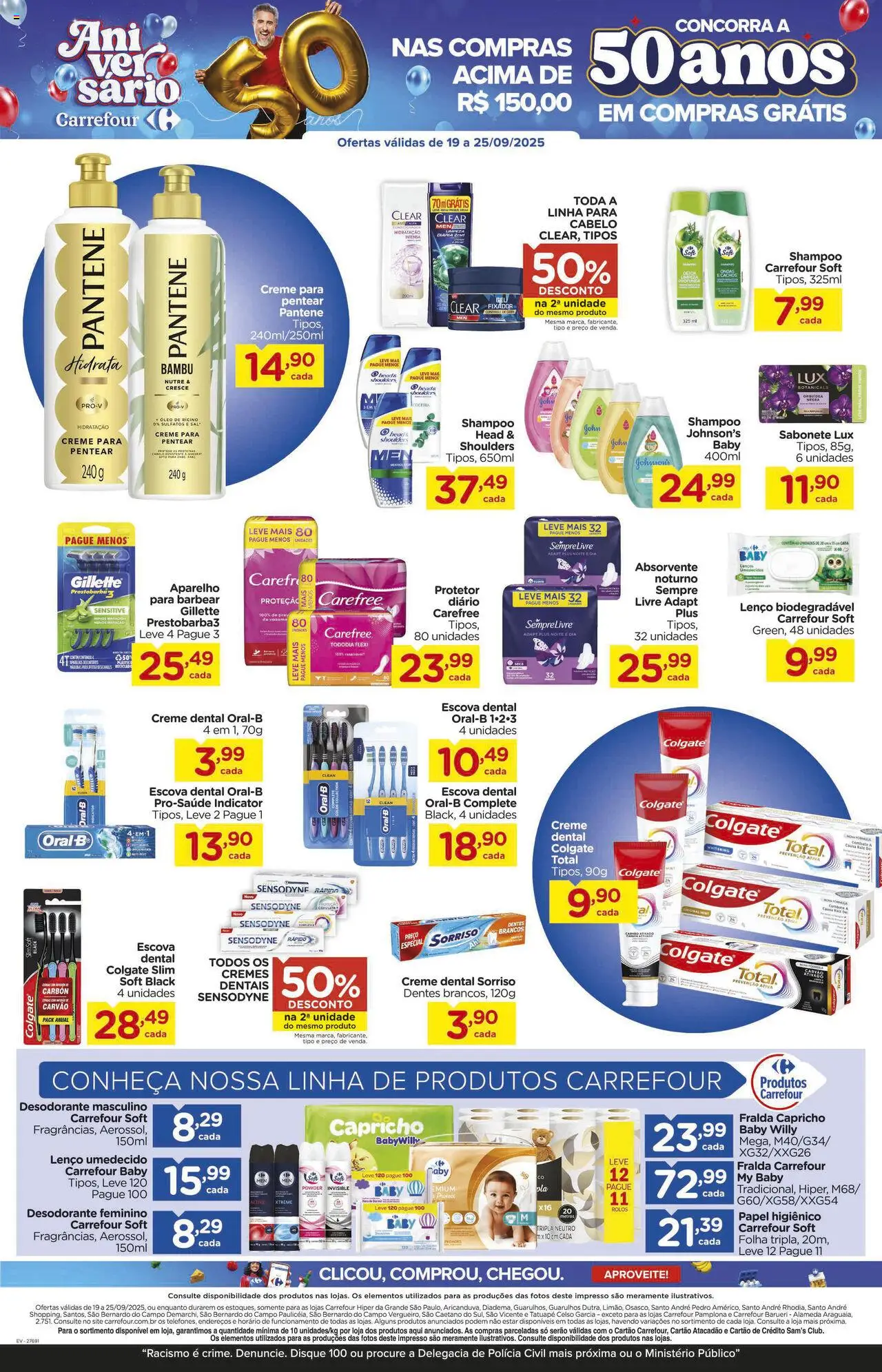 Carrefour Folheto - válido de 19.09.2025 | Página: 10 | Produtos: Lenço, Óleo, Lenço umedecido, Creme dental