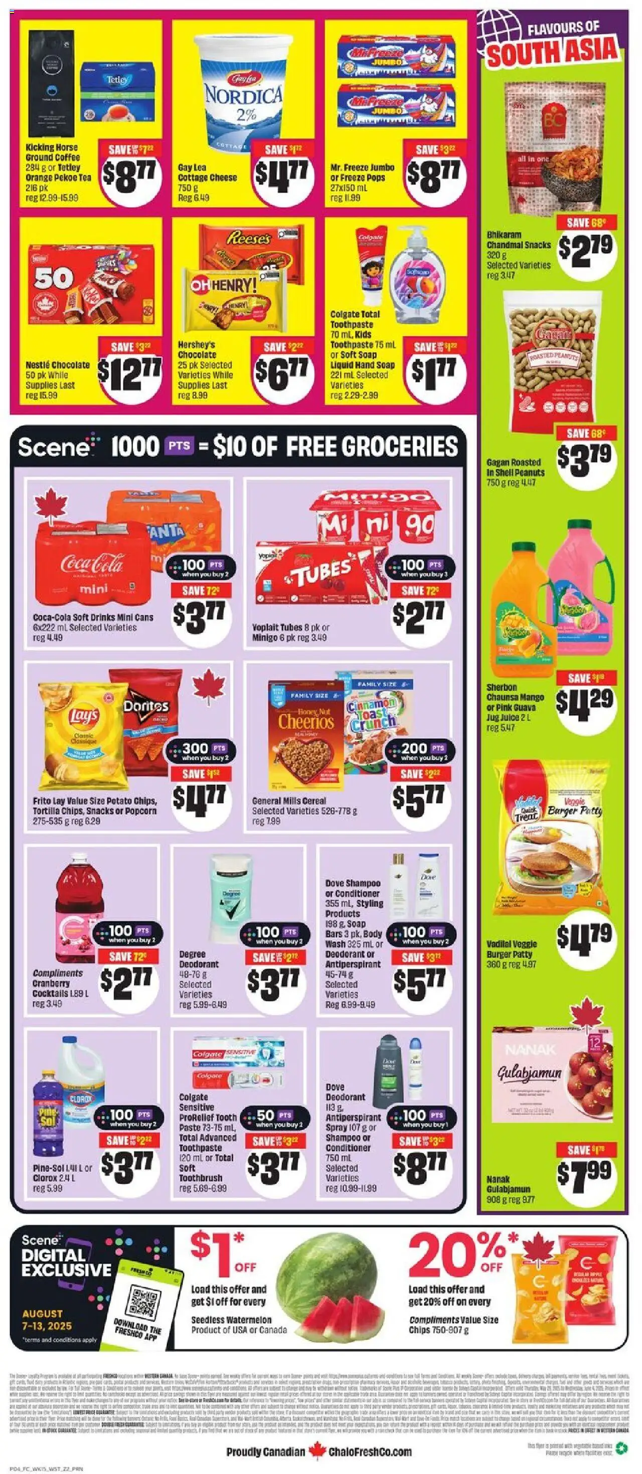 FreshCo flyer valid from 07.08.2025 | Page: 3 | Products: Tea, Cottage cheese, Cheese, Coffee
