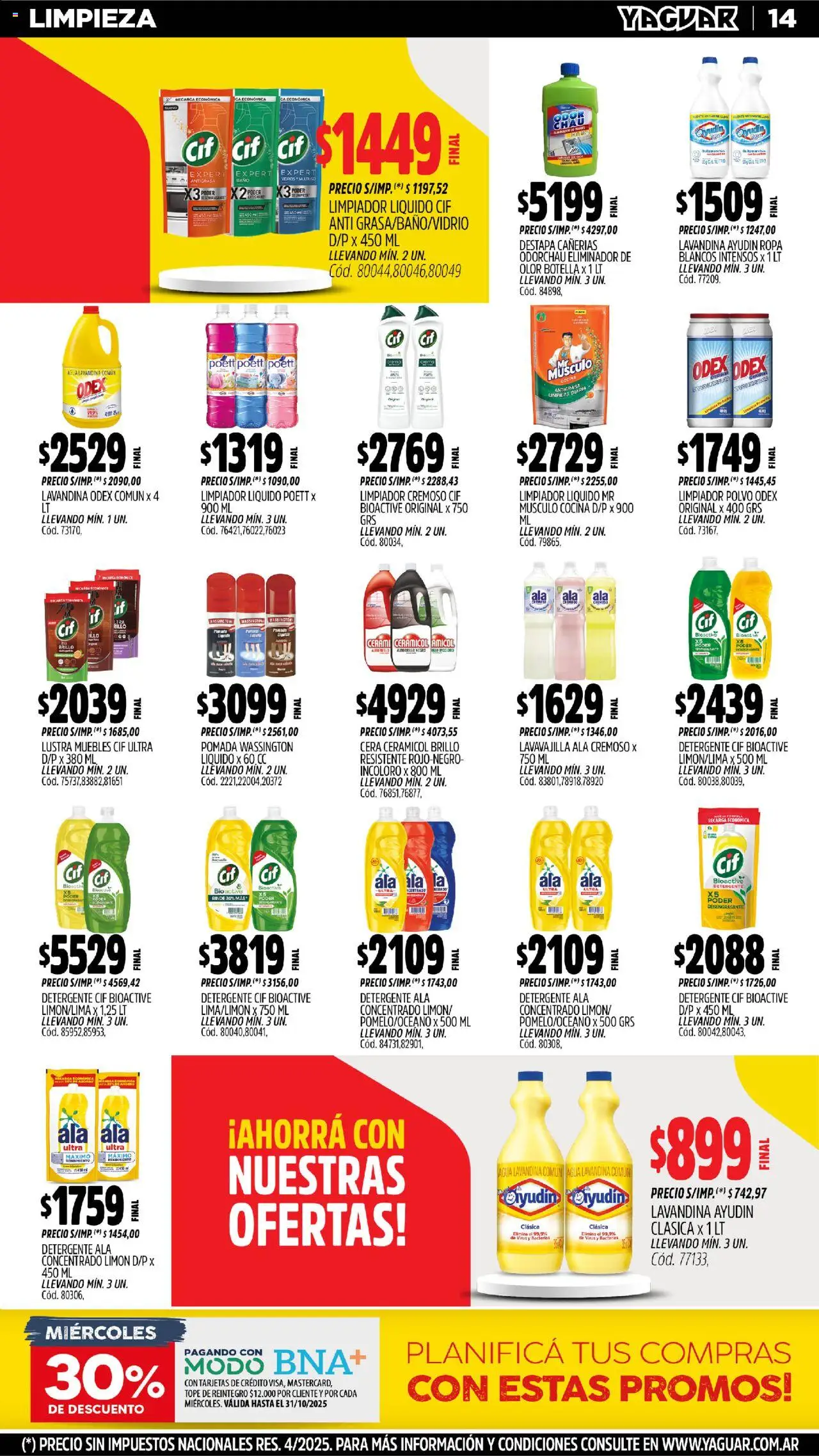 Yaguar - Neuquén │ válido desde el 20.10.2025 | Página: 14 | Productos: Antigrasa, Cocina, Polvo, Agua
