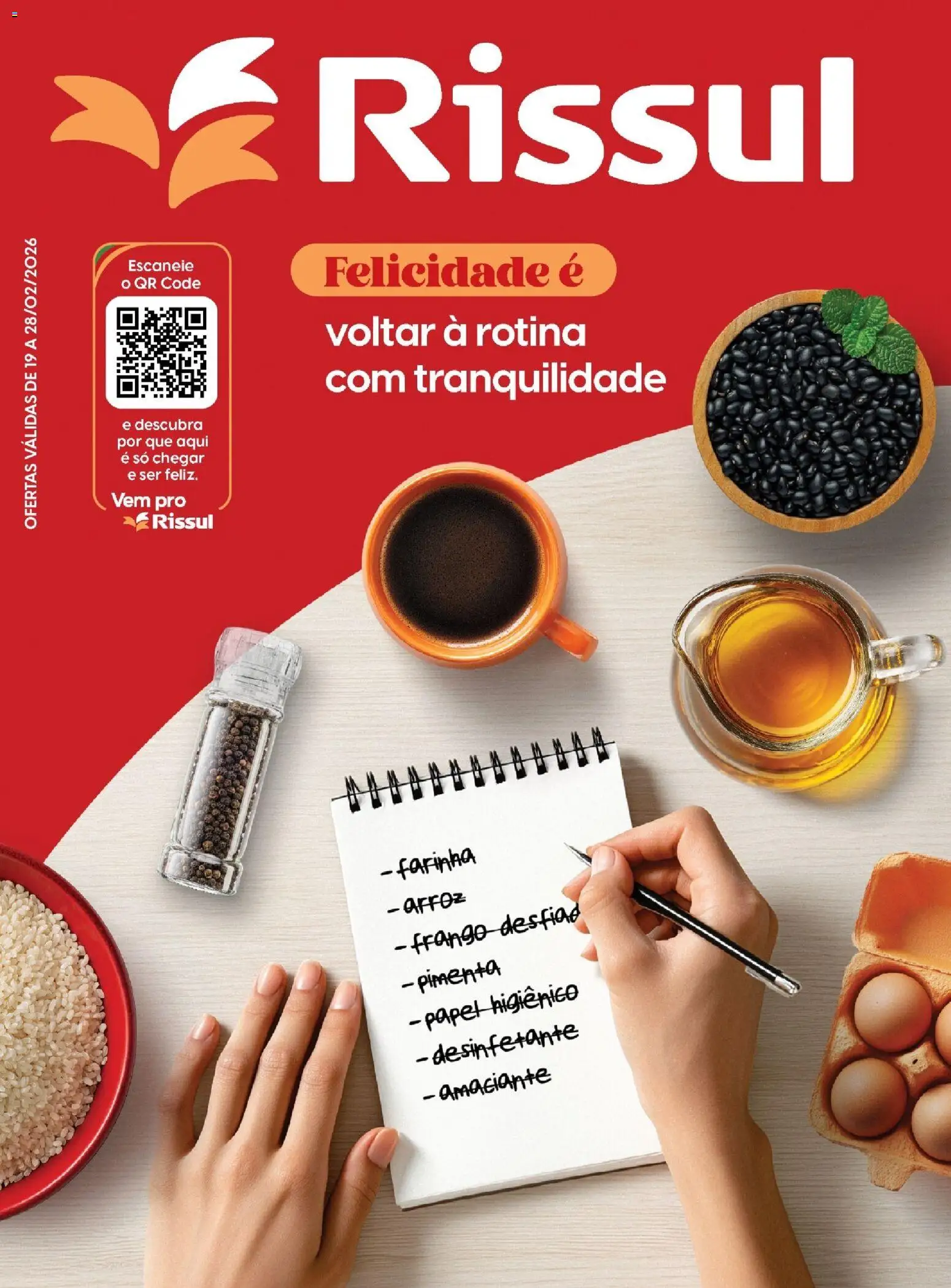 Rissul Folheto - válido de 19.02.2026 | Página: 1 | Produtos: Pimenta, Frango, Papel higiênico, Desinfetante