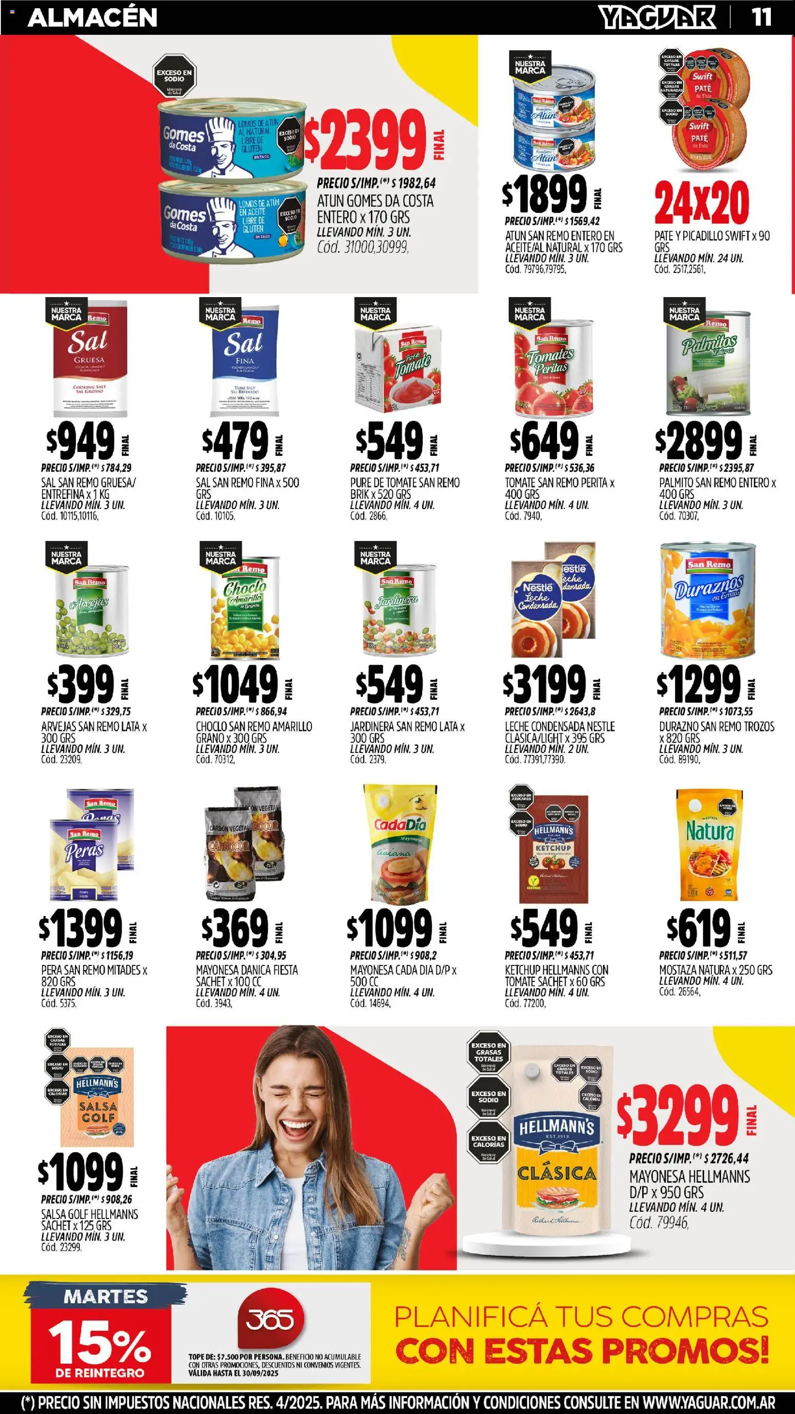 Yaguar - Trelew │ válido desde el 27.10.2025 | Página: 11 | Productos: Pera, Mayonesa, Mostaza, Atún