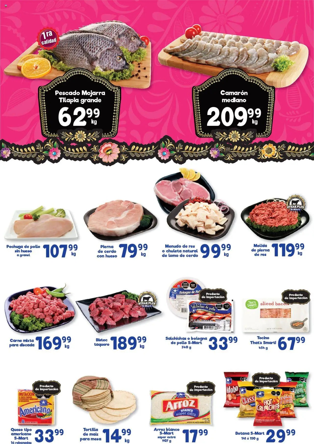 Nuevas ofertas de S-Mart válidas en toda la República Mexicana desde el 22.08.2025. ¡Encuentra las mejores ofertas en S-Mart - Folleto - Juarez! | Página: 4 | Productos: Pollo, Tocino, Queso, Cerdo