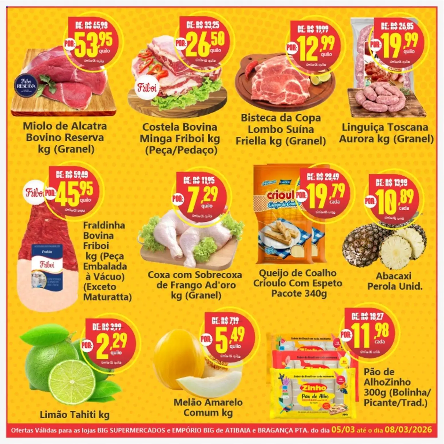 Big Supermercados Folheto - válido de 05.03.2026 | Página: 3 | Produtos: Melão, Alho, Fraldinha, Abacaxi