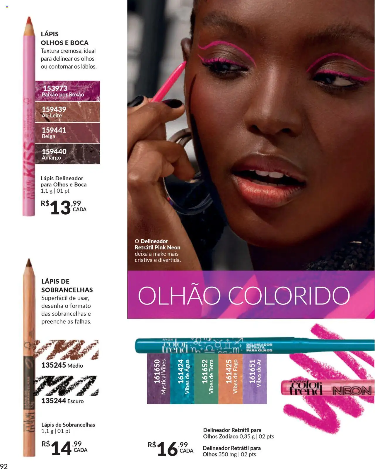 Avon Folheto - válido de 07.10.2025 | Página: 92 | Produtos: Delineador, Lápis, Leite