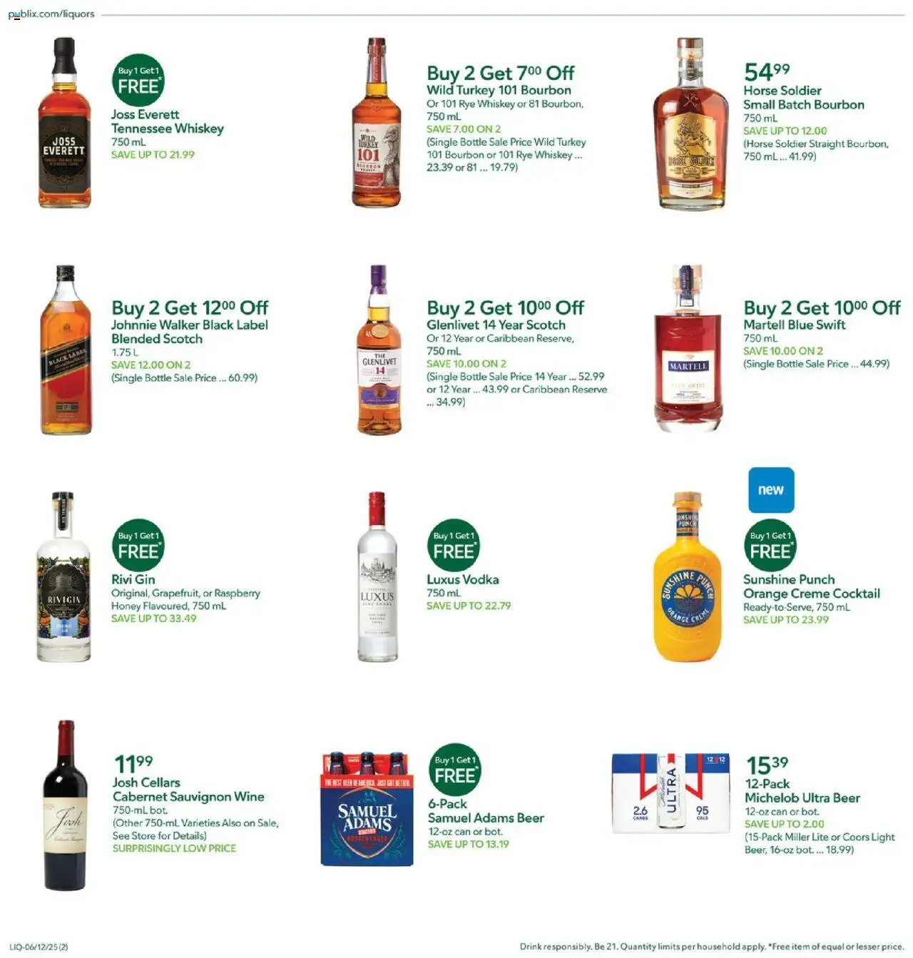 Publix - Liquor - valid from 12.06.2025 | Page: 2 | Products: Wine, Gin, Vodka, Whiskey