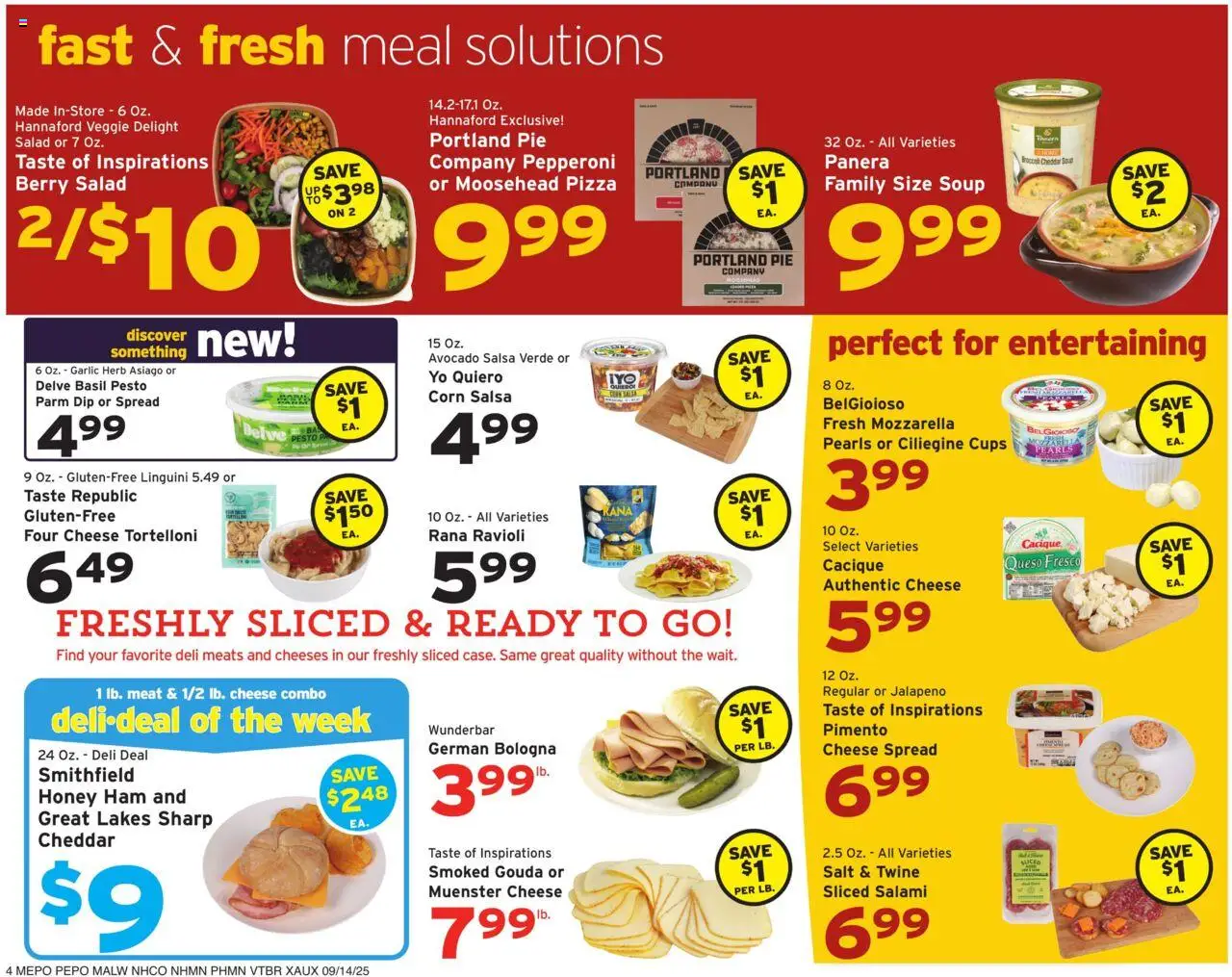 Hannaford Weekly Ad - valid from 14.09.2025 | Page: 4 | Products: Corn, Pizza, Salad, Garlic