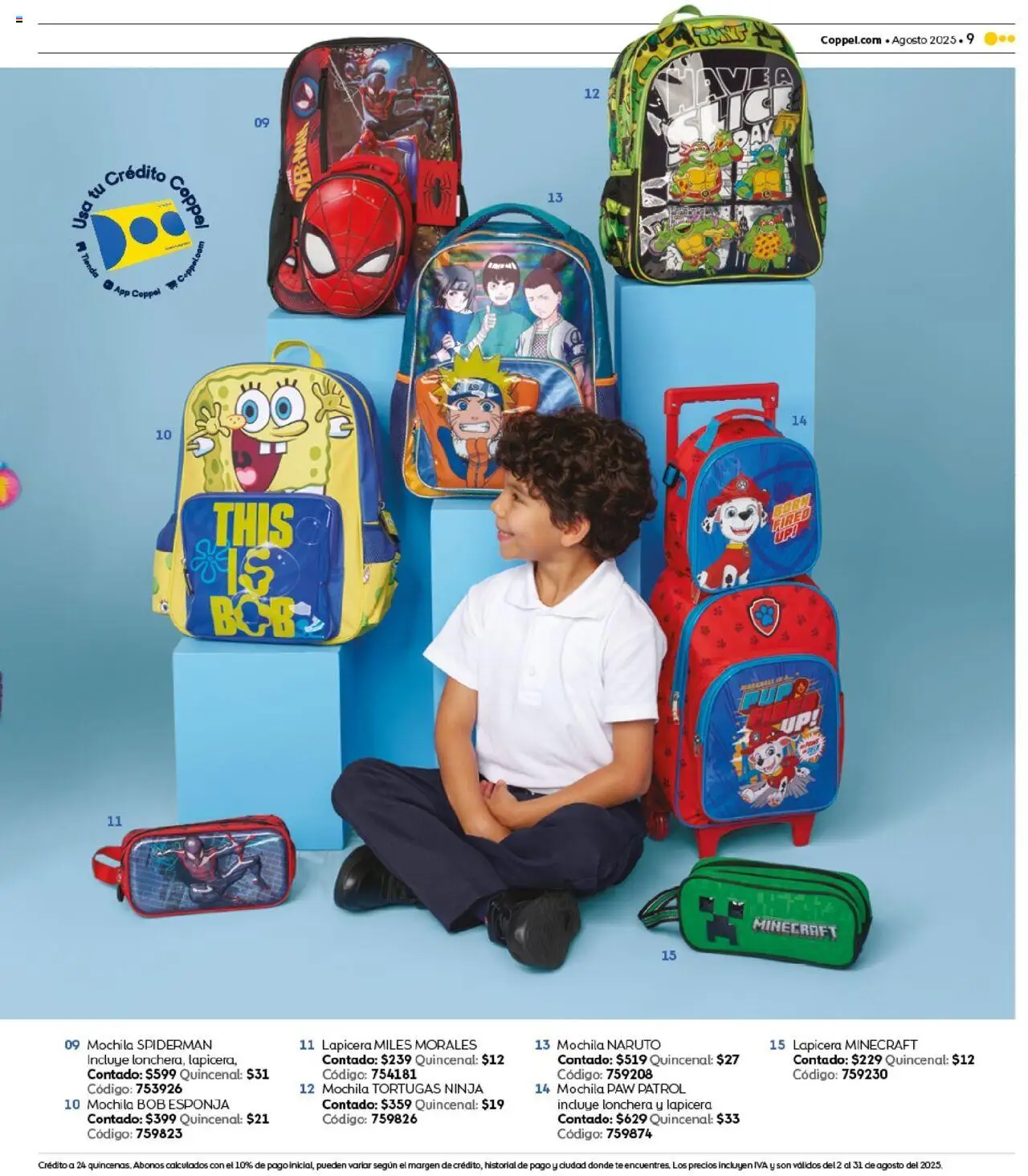 Nuevas ofertas de Coppel válidas en toda la República Mexicana desde el 01.08.2025. ¡Encuentra las mejores ofertas en Coppel - Catálogo Regreso a Clases! | Página: 9 | Productos: Esponja, Mochila, Té