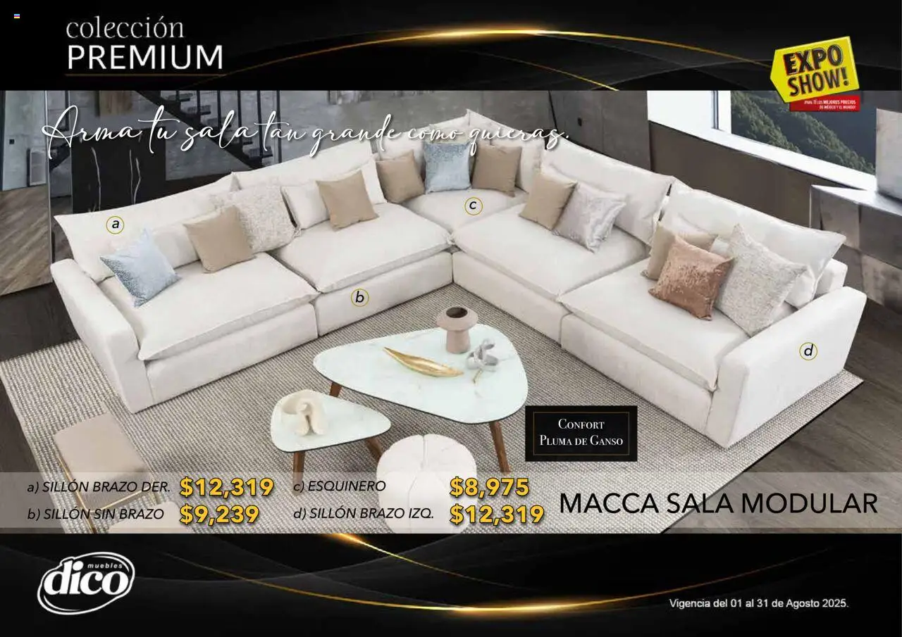 Nuevas ofertas de Muebles Dico válidas en toda la República Mexicana desde el 01.08.2025. ¡Encuentra las mejores ofertas en Muebles Dico - Catálogo Expo Show Premium Agosto! | Página: 16 | Productos: Sillón, Modular