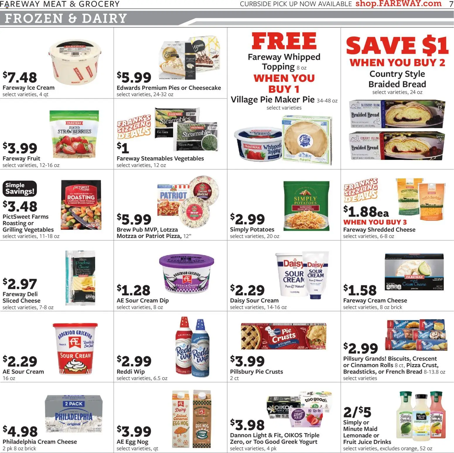 Fareway Weekly Ad - valid from 17.11.2025 | Page: 7 | Products: Yogurt, Pizza, Cream, Onion