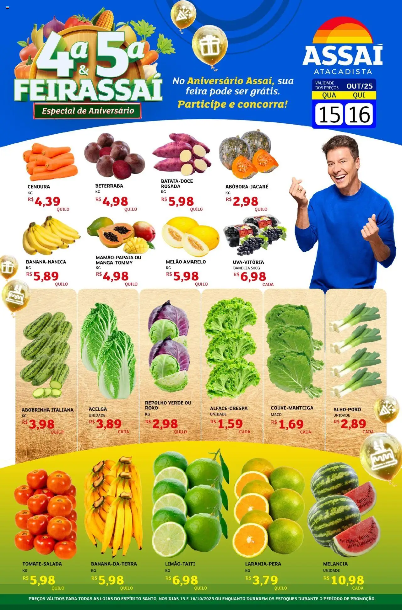 Assaí Atacadista Folheto - válido de 15.10.2025 | Página: 1 | Produtos: Melancia, Melão, Beterraba, Repolho