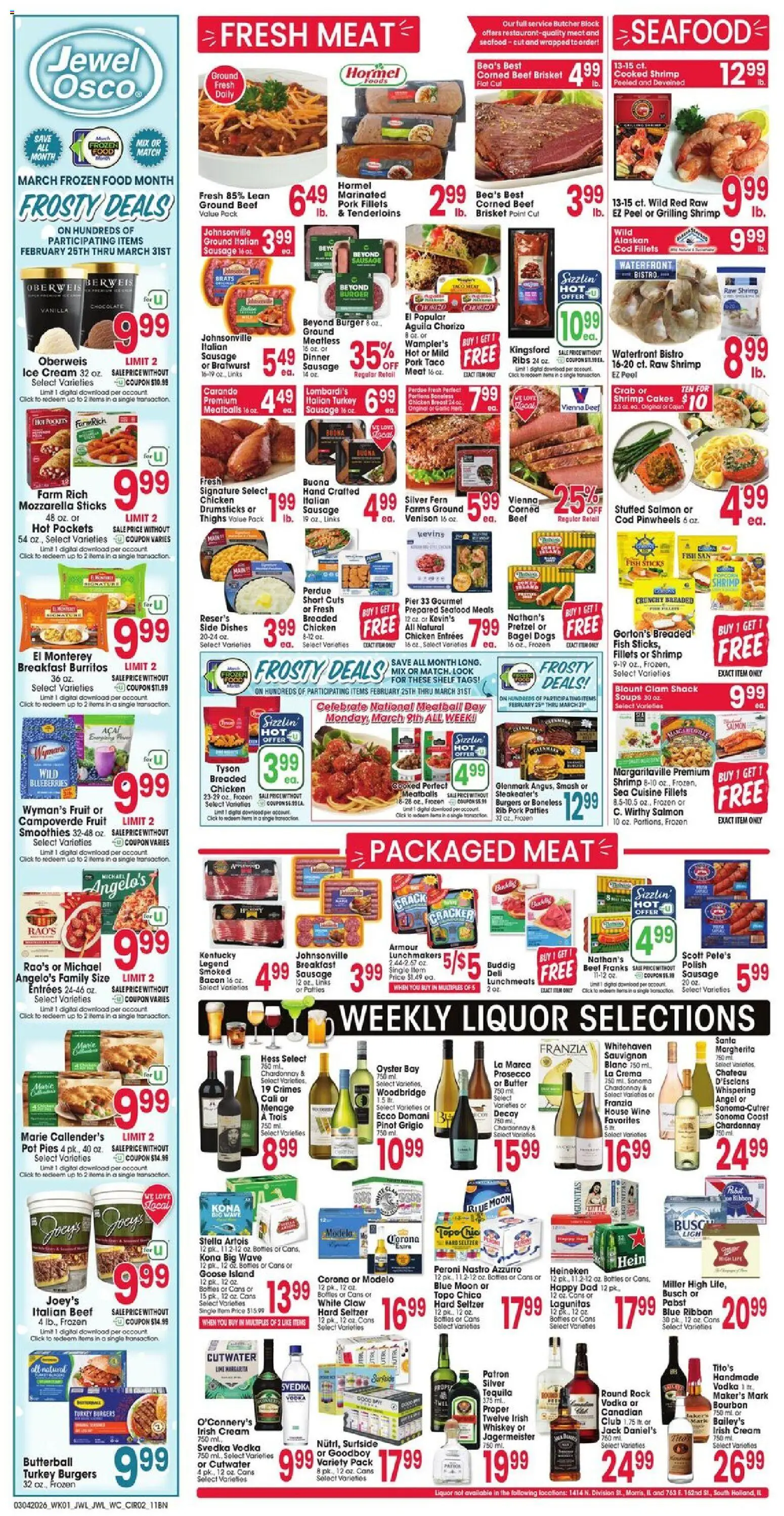 Jewel Osco Weekly Ad - valid from 04.03.2026 | Page: 2 | Products: Butter, Chocolate, Fish, Beef