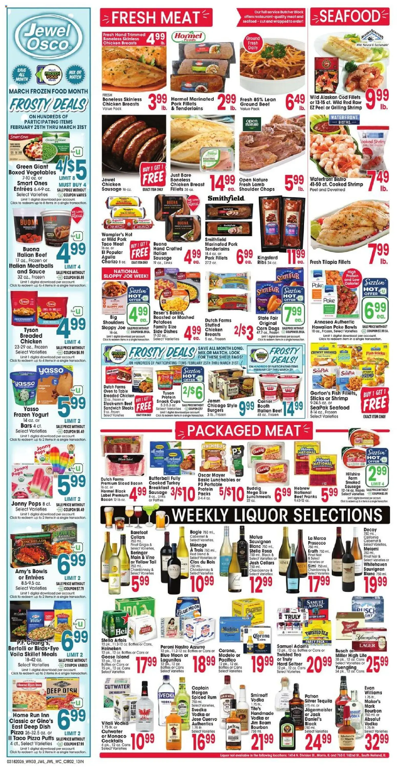 Jewel Osco Weekly Ad - IN - valid from 18.03.2026 | Page: 2 | Products: Yogurt, Pizza, Beef, Seafood