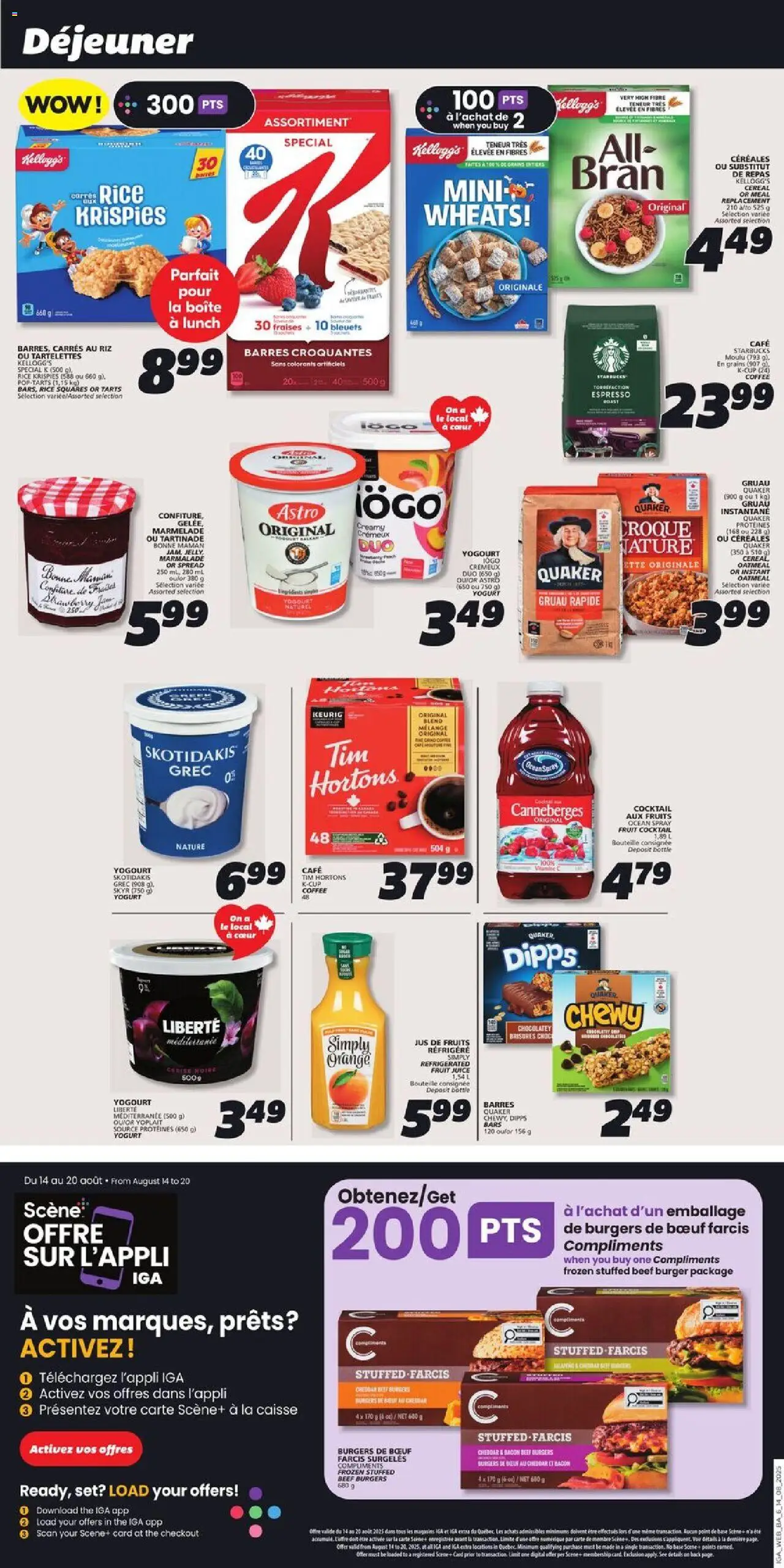 IGA flyer valid from 14.08.2025 | Page: 8 | Products: Beef, Yogurt, Coffee, Juice